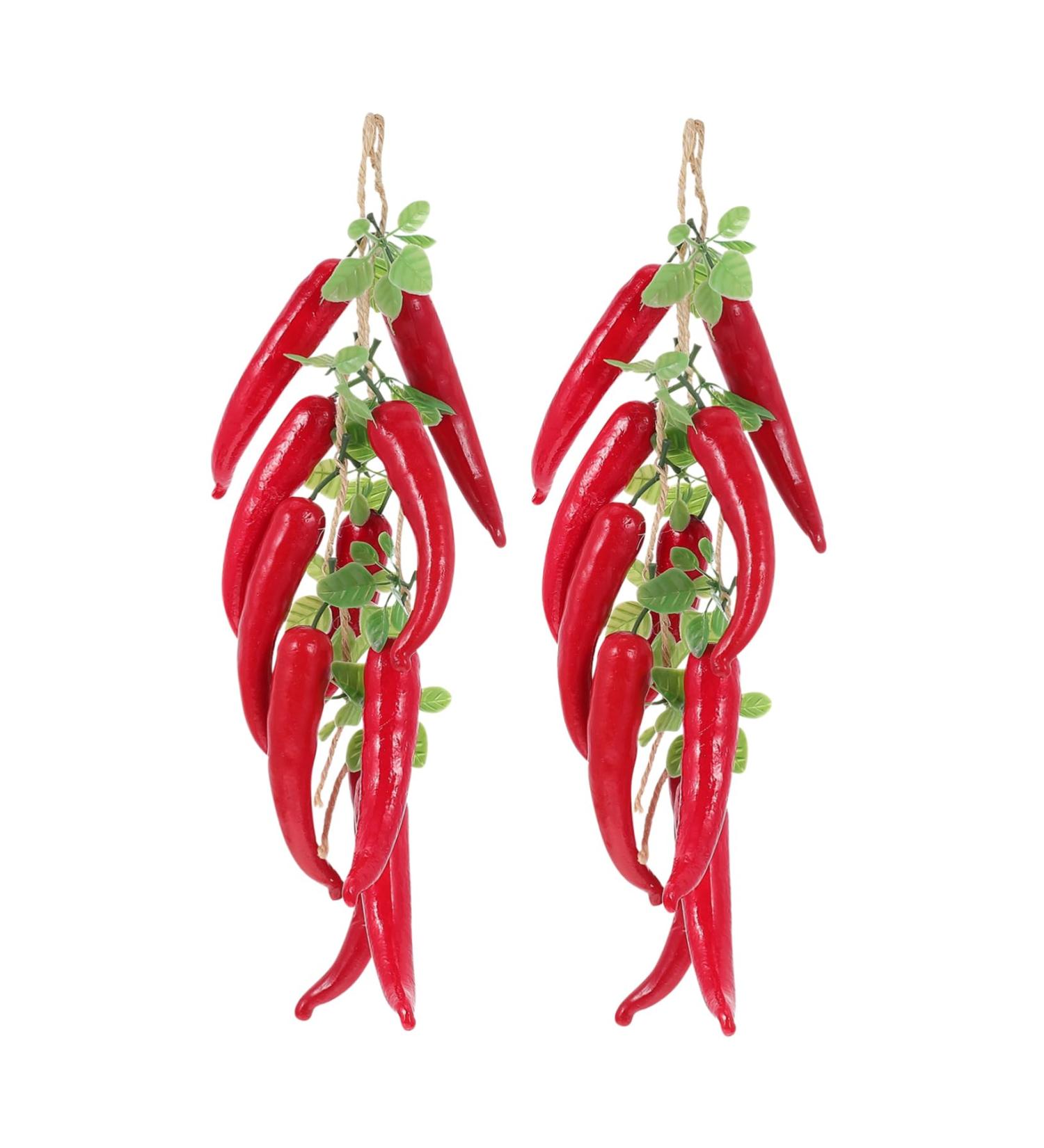Abaodam 2 Strings Simulation Red Long Pepper Vines Decor Long Pepper Adornment Chili Cook Off Decorations Red 55X8.5X5CM - Buy Online on GoSupps.com