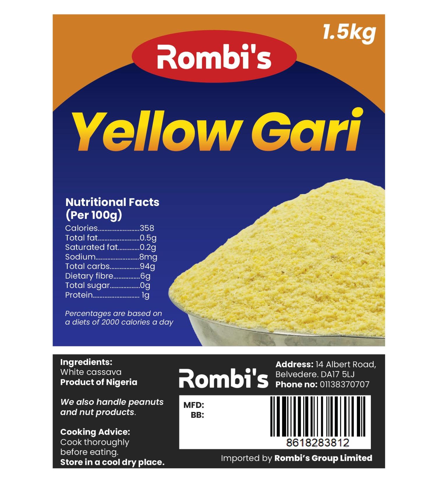 Rombis Yellow Gari 15kg Nigerian Yellow Gari