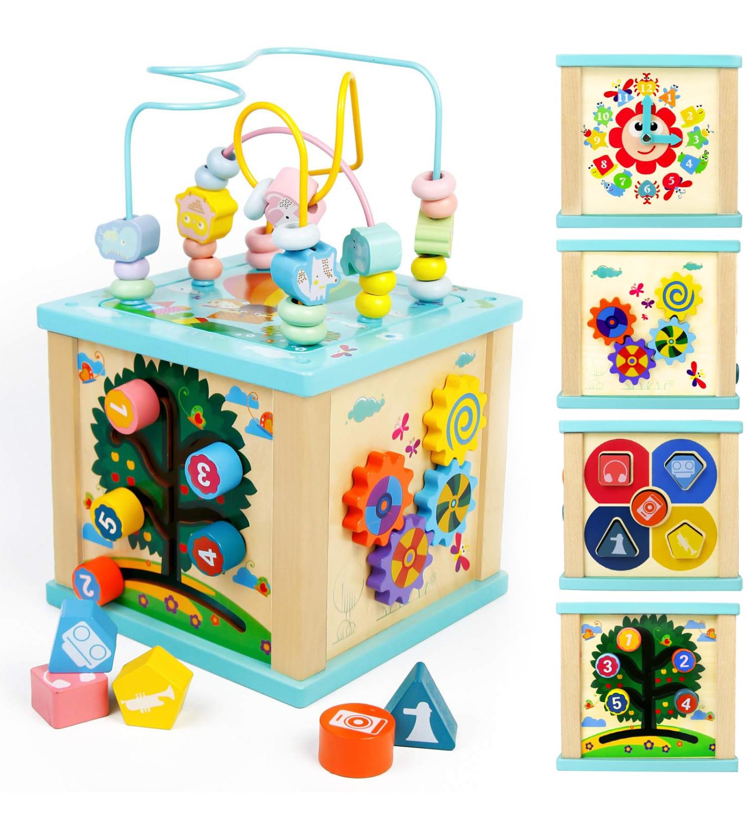 Fajiabao 5-in-1 Motor Cubes Toy for Babies (1 Year+) | Montessori Motor Skills Activity Center | Perfect Easter Gift for Young Girls - Buy Online on GoSupps.com