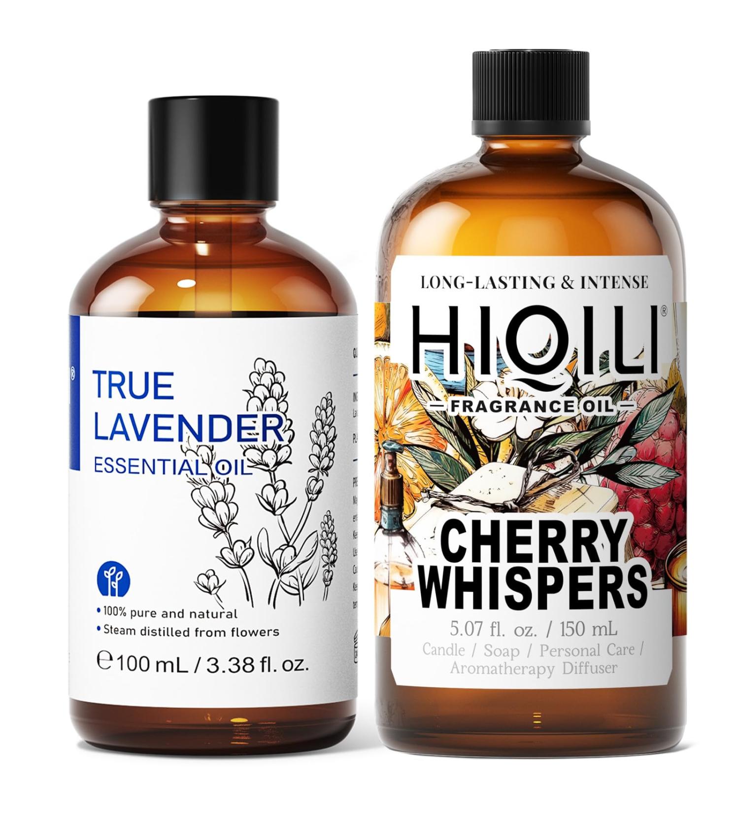 HIQILI 100ML Lavender Essential Oil & 150ML Cherry Whispers Fragrance Oil for DIY Diffuser - Buy Online on GoSupps.com