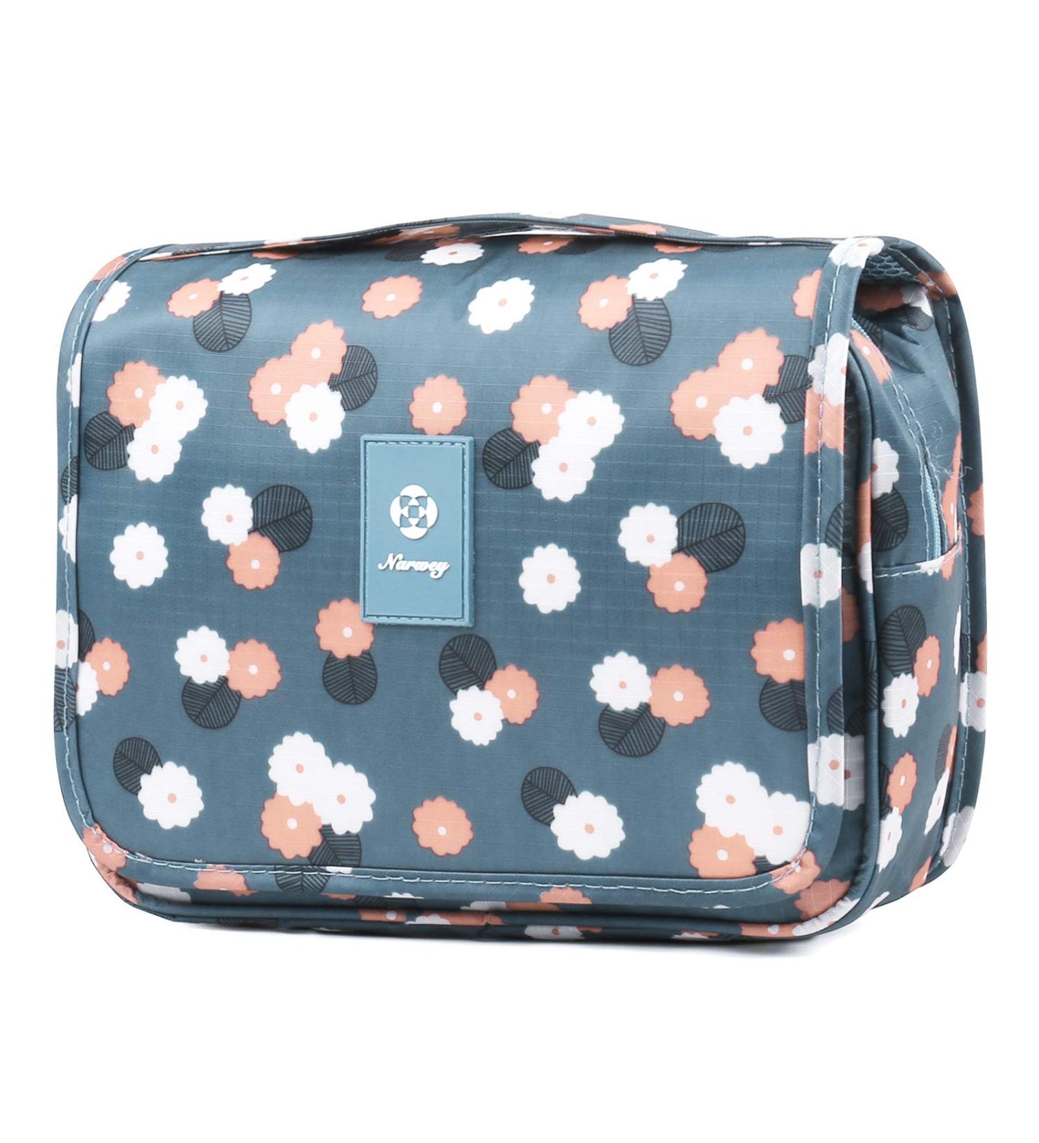 Hanging Travel Toiletry Bag Cosmetic Make up Organizer for Women and Girls Waterproof (Blue Flower) - Buy Online on GoSupps.com