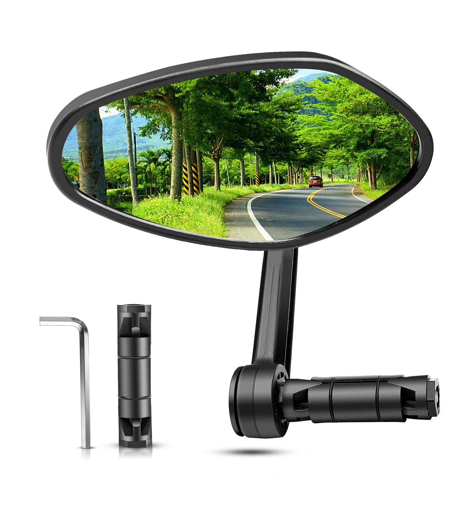 Clhmily & Z Universal Bicycle Mirror for Handlebars - Convex Glass Rotatable Scratch-Resistant E-Bike Side Mirror - Wider Angle for Safe Cycling - Buy Online on GoSupps.com