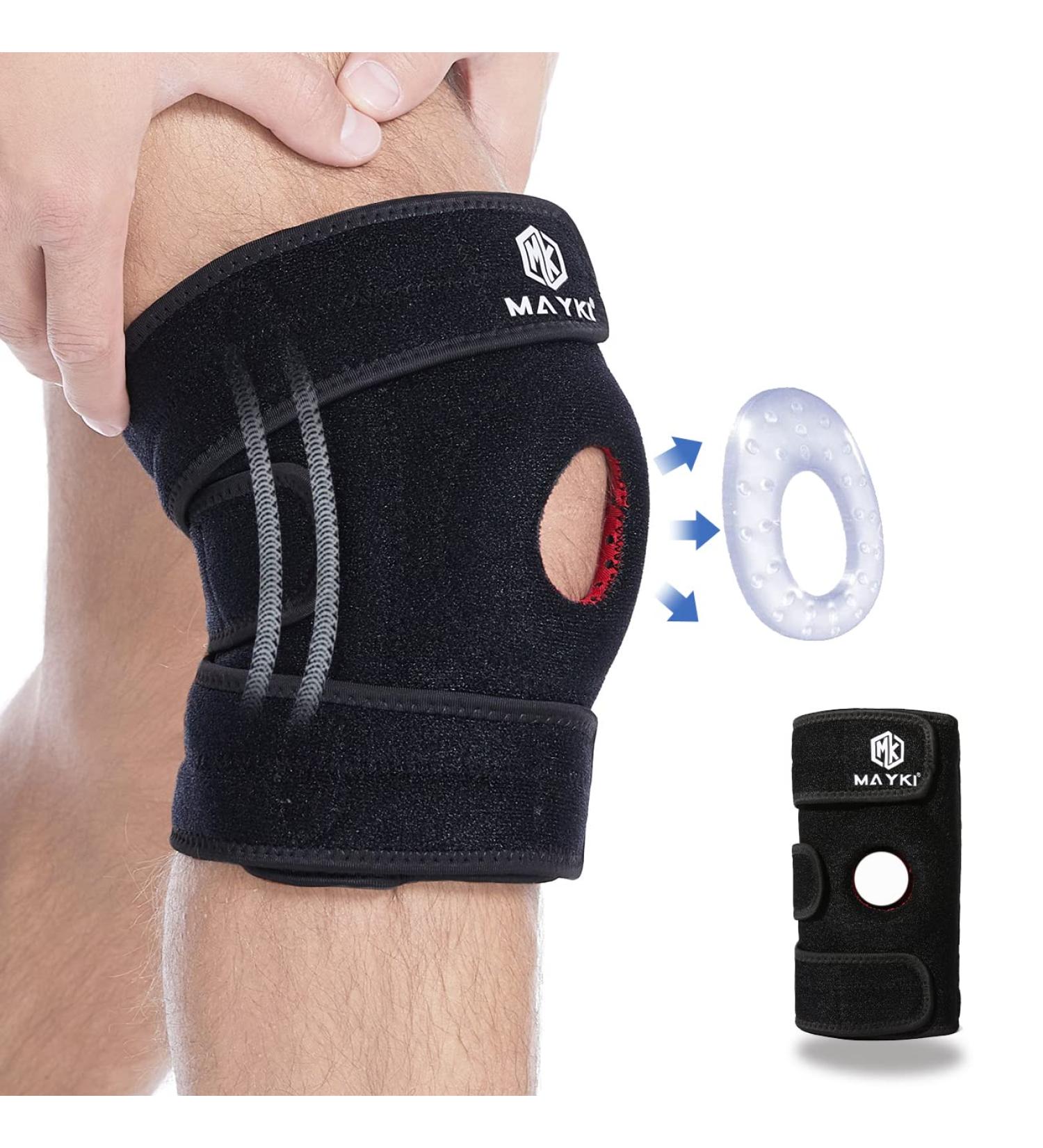 MAYKI Adjustable Knee Support Brace for Men/Women with Patella Gel Pad - Anti-Slip Knee Brace for Arthritis & Ligament Damage - One Size, Dark Black - Buy Online on GoSupps.com