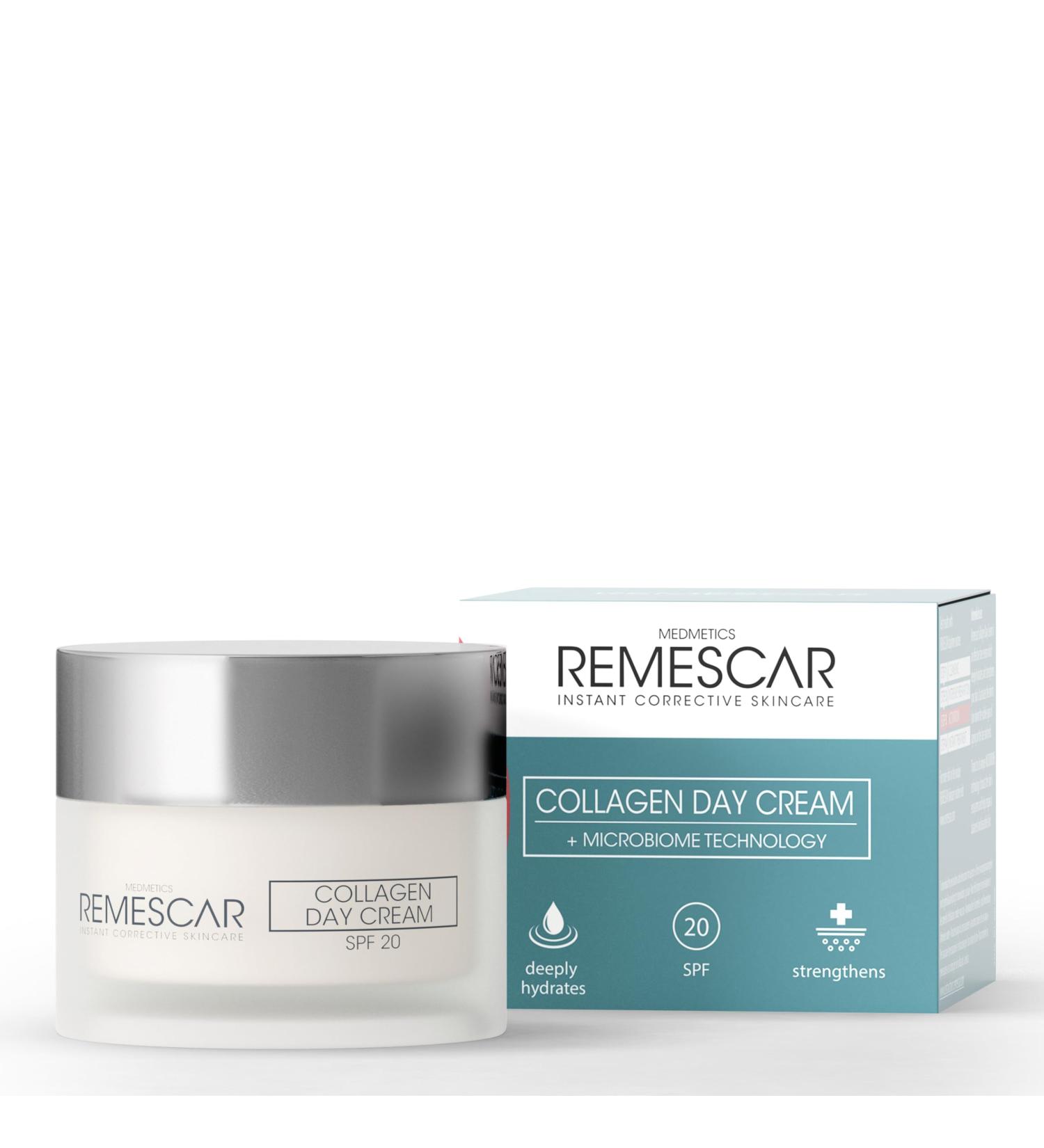Remescar Collagen Day Cream SPF 20 50ml - Anti-aging face cream - Increases natural collagen production - Moisturizing collagen face cream - Buy Online on GoSupps.com