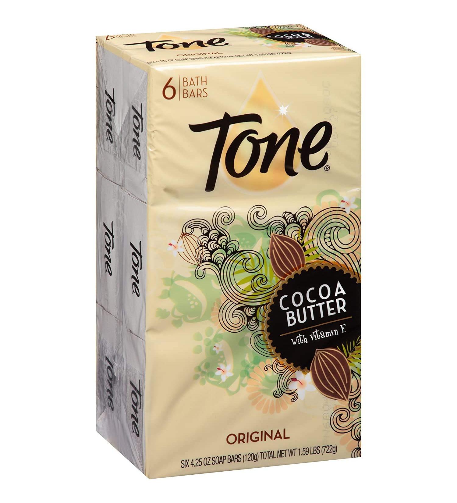 Tone Soap Bath Bar Original Scent with Cocoa Butter, Botanicals & Vitamin-E - Pack of 6 Bars (4.25oz Each) - Rich & Creamy Lather for Hands, Face & Body - Buy Online on GoSupps.com
