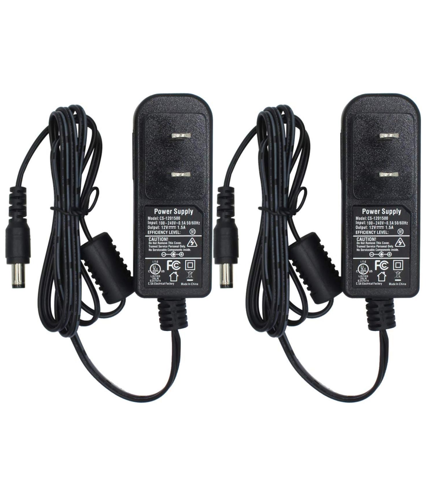 2 Packs DC 12V 1.5A 18W Power Adapter for Cameras - 5.5mm x 2.1mm Plug - High Quality Supply Switching - Buy Online on GoSupps.com