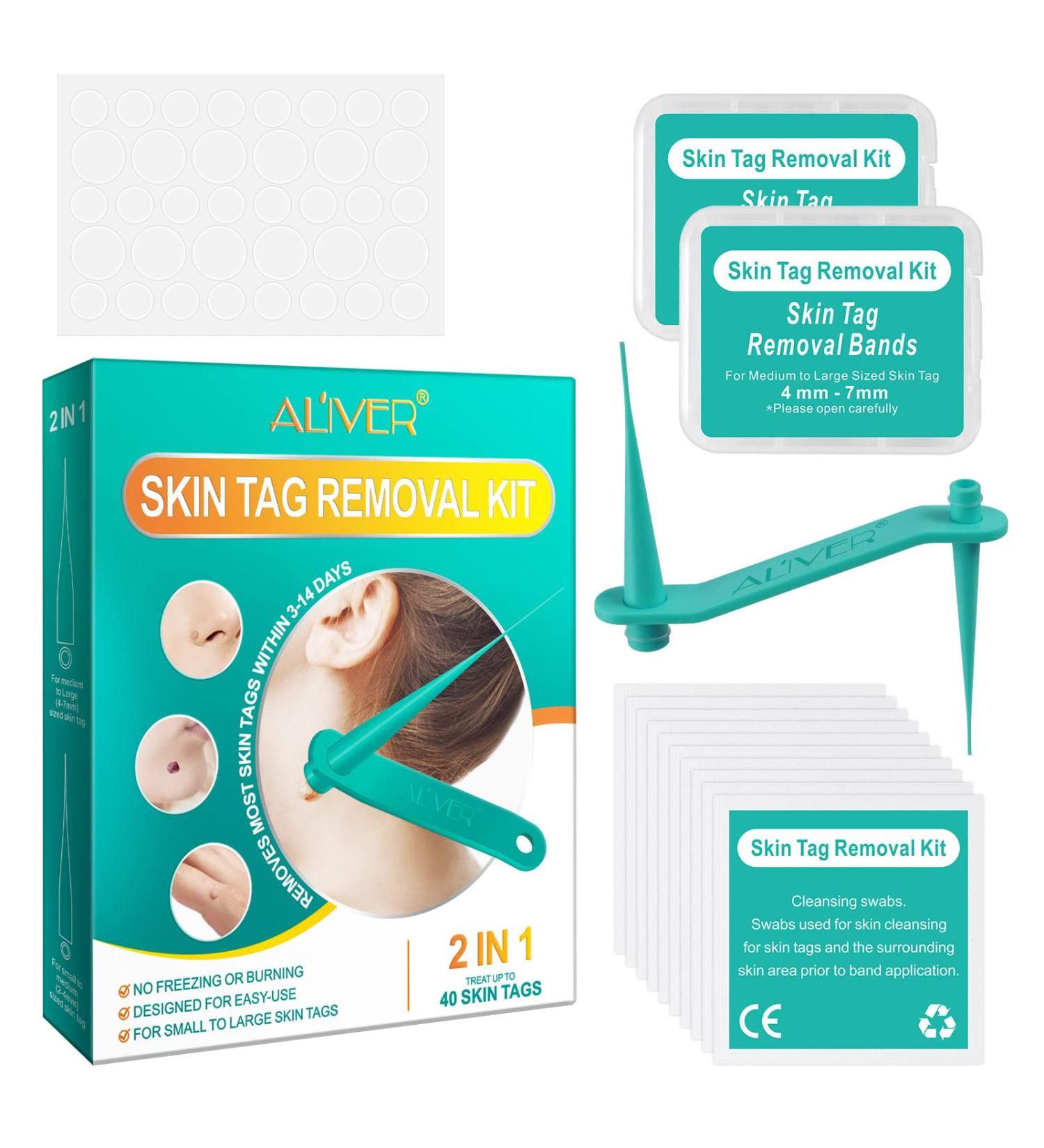 Skin Tag Remover 2 in 1 Kit for Medium/Large Skin Tags - Painless Mole Wart Treatment Tool for Face and Body - Buy Online on GoSupps.com