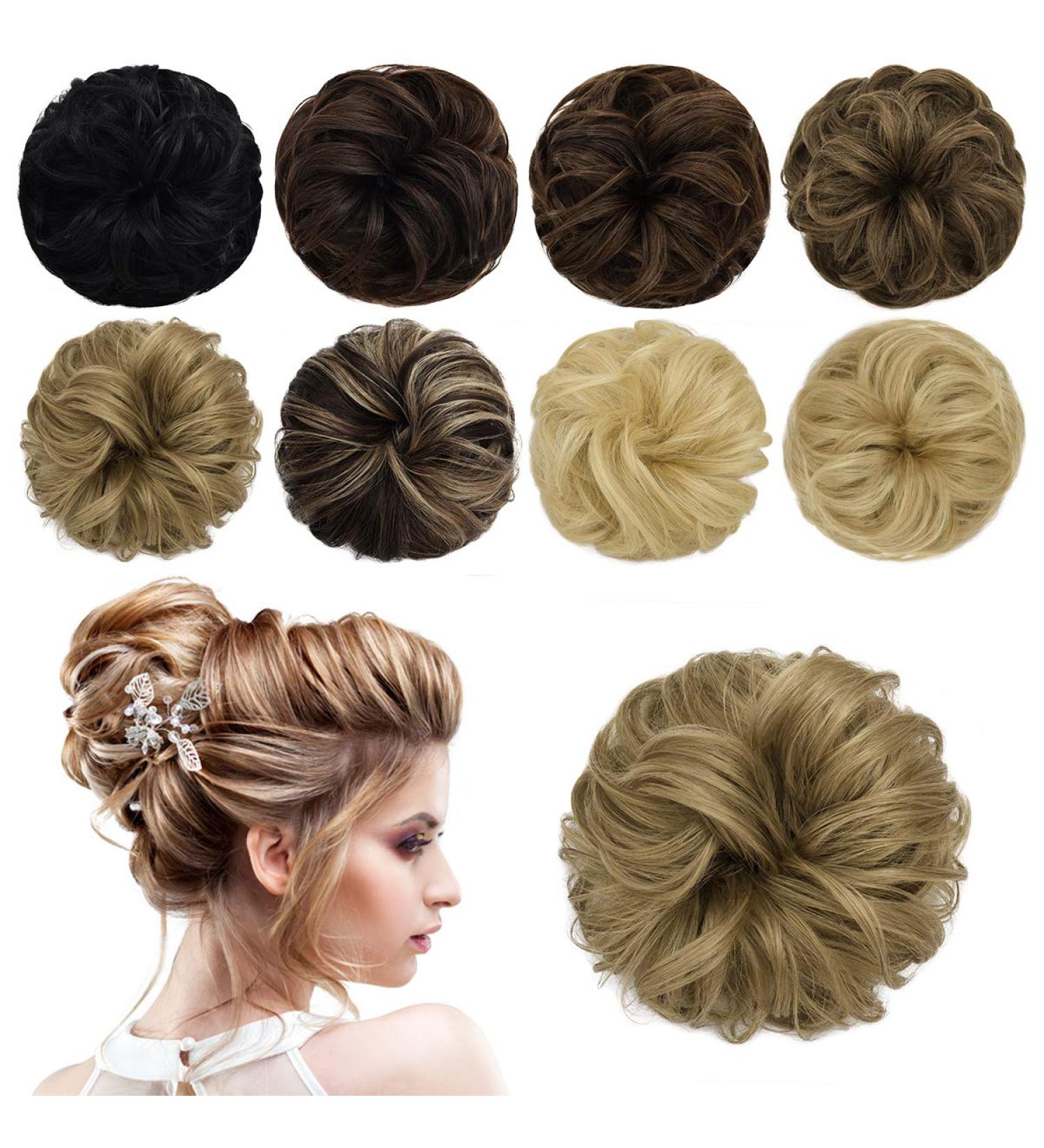 Dark Blonde Messy Bun Scrunchie | Tousled Updo Hairpiece for Women - Buy Online on GoSupps.com