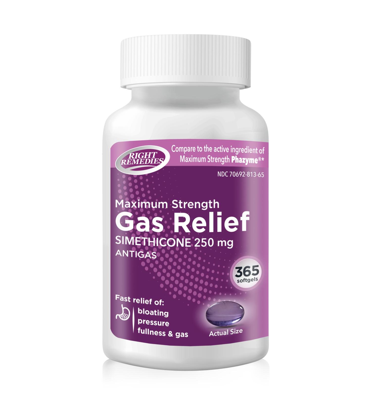 Gas Relief Maximum Strength Simethicone 250 mg (365 Softgels) Fast Relief from Gas Bloating Fullness Painful Discomfort Compare to Maximum Strength Phazyme Active Ingredient 365 Count (Pack of 1) - Buy Online on GoSupps.com