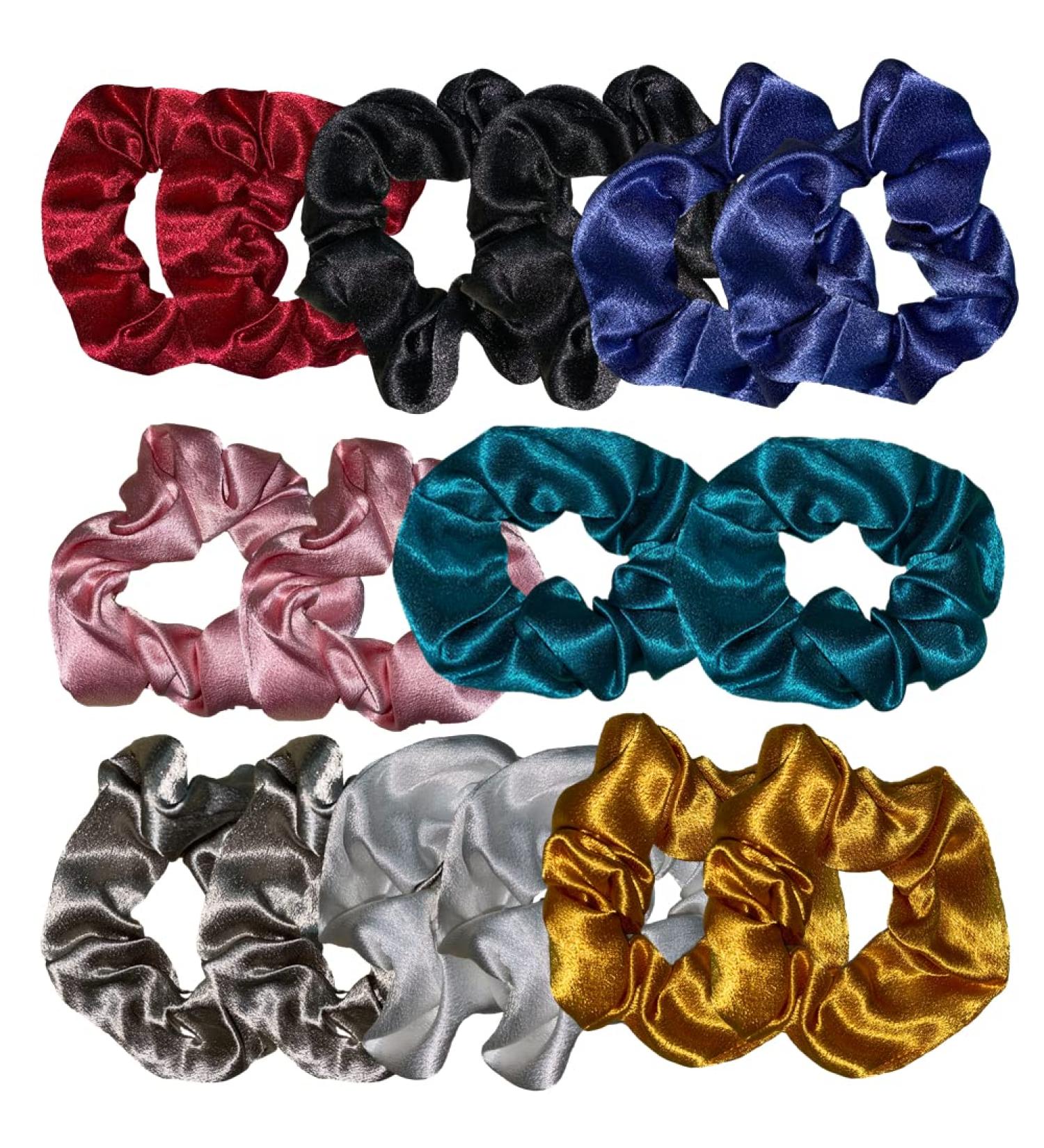 16-Piece Bright Satin Hair Scrunchies in 8 Colors - Soft Elastic Hair Bands for Women and Girls - Buy Online on GoSupps.com