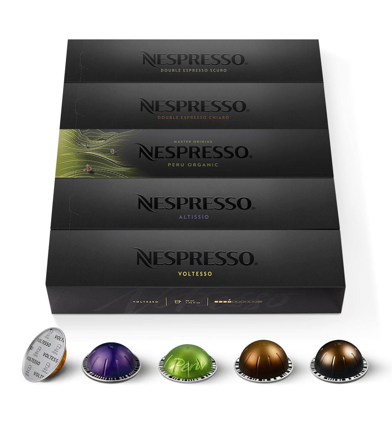  Nespresso Nespresso Vertuo - Bundle Espresso & Double Espresso 50 Capsules de caf - 10x Voltesso Altissio Peru Organic Chiaro Scuro - Buy Online on GoSupps.com