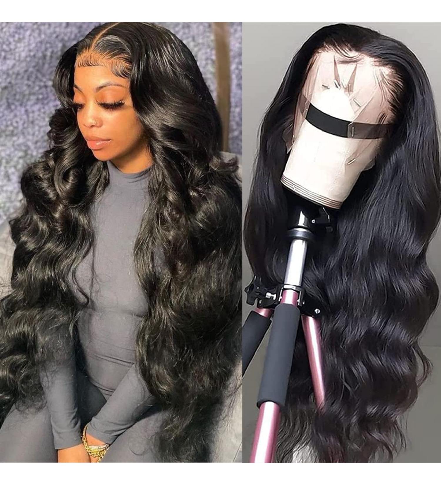 K KF BEAUTY U 26 Body Wave HD Transparent Lace Front Wig | Pre Plucked with Baby Hair | 150% Density | Natural Black - Buy Online on GoSupps.com