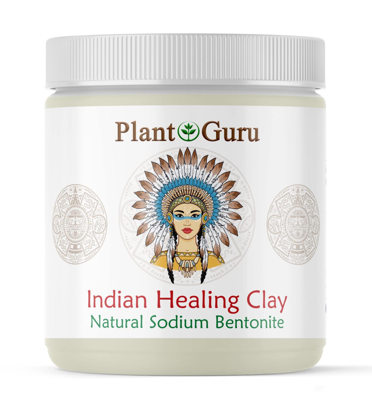 Plant Guru Indian Healing Clay 1 lb - 100% Natural Bentonite Clay Powder - Deep Pore Cleansing Mask for Face, Hair & Body - Detox Clay for Acne & Bath - Buy Online on GoSupps.com