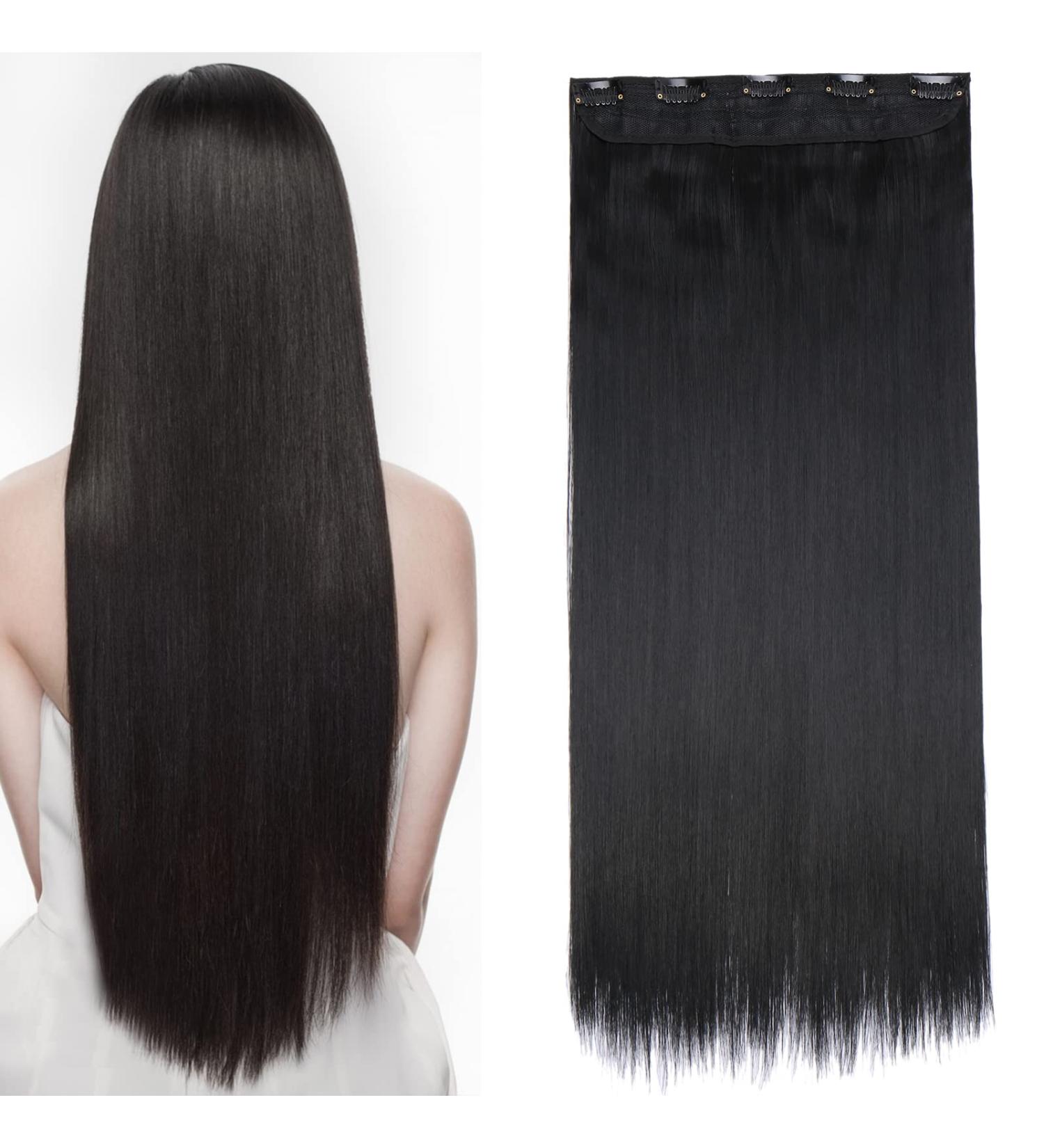 S-noilite Fashion 26 Half Full Head One Piece Clip in Hair Extension Dark Black - 26 Inch - Buy Online on GoSupps.com