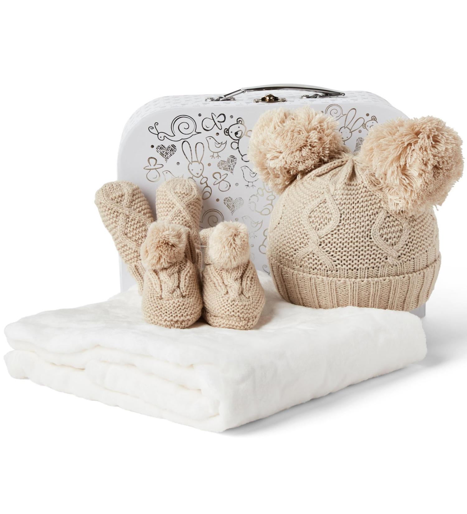 Unisex Baby Gift Set - Gender Neutral Newborn Hamper for Baby Shower - Winter Collection in Beige - Buy Online on GoSupps.com