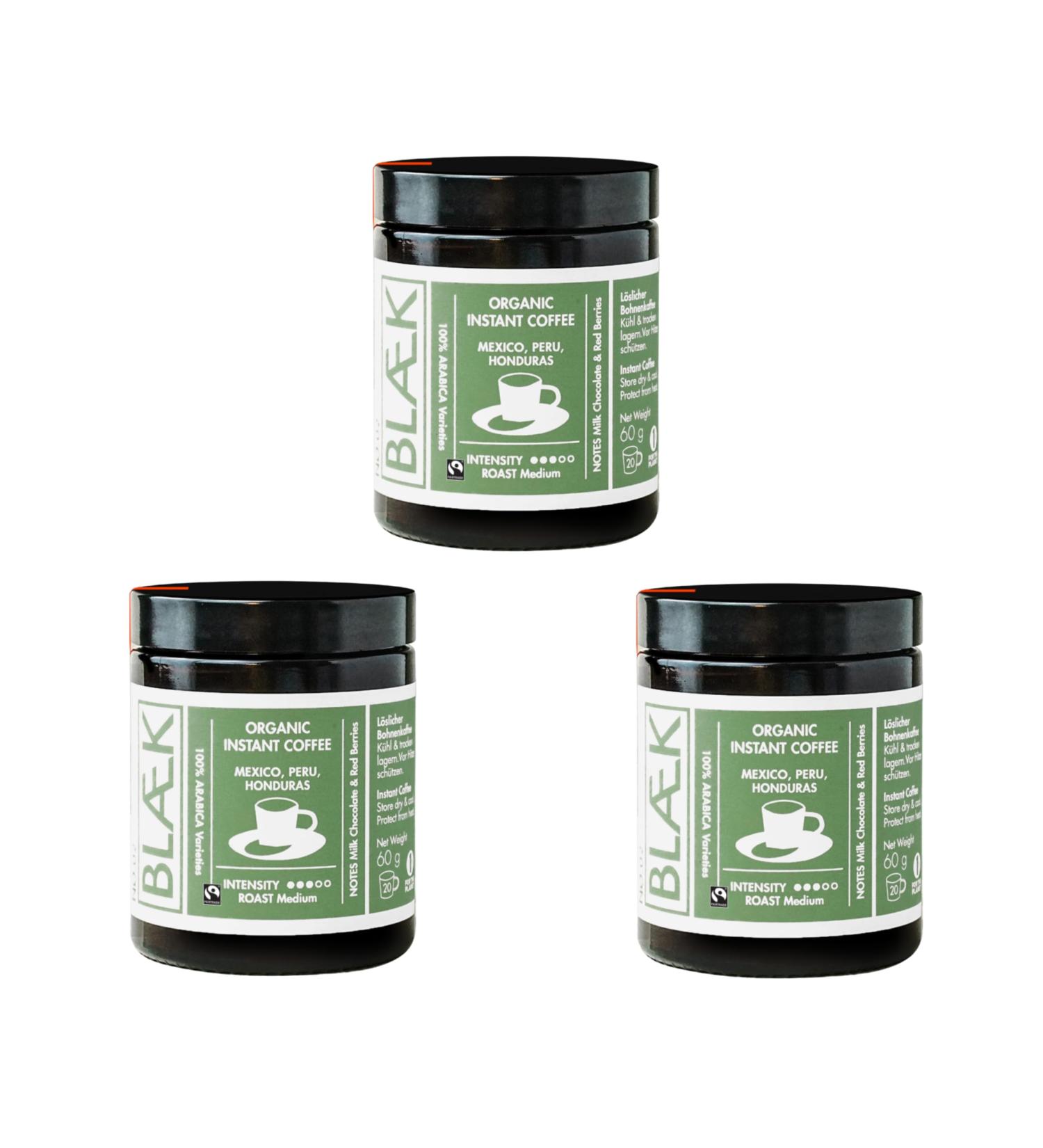 Bl k Specialty Bio Instant Kaffee No.2 | Organic Coffee from Peru | 3x60g Premium Soluble Coffee | Low Acid Medium Roast Arabica | Perfect for Camping & Travel Gifts - Buy Online on GoSupps.com