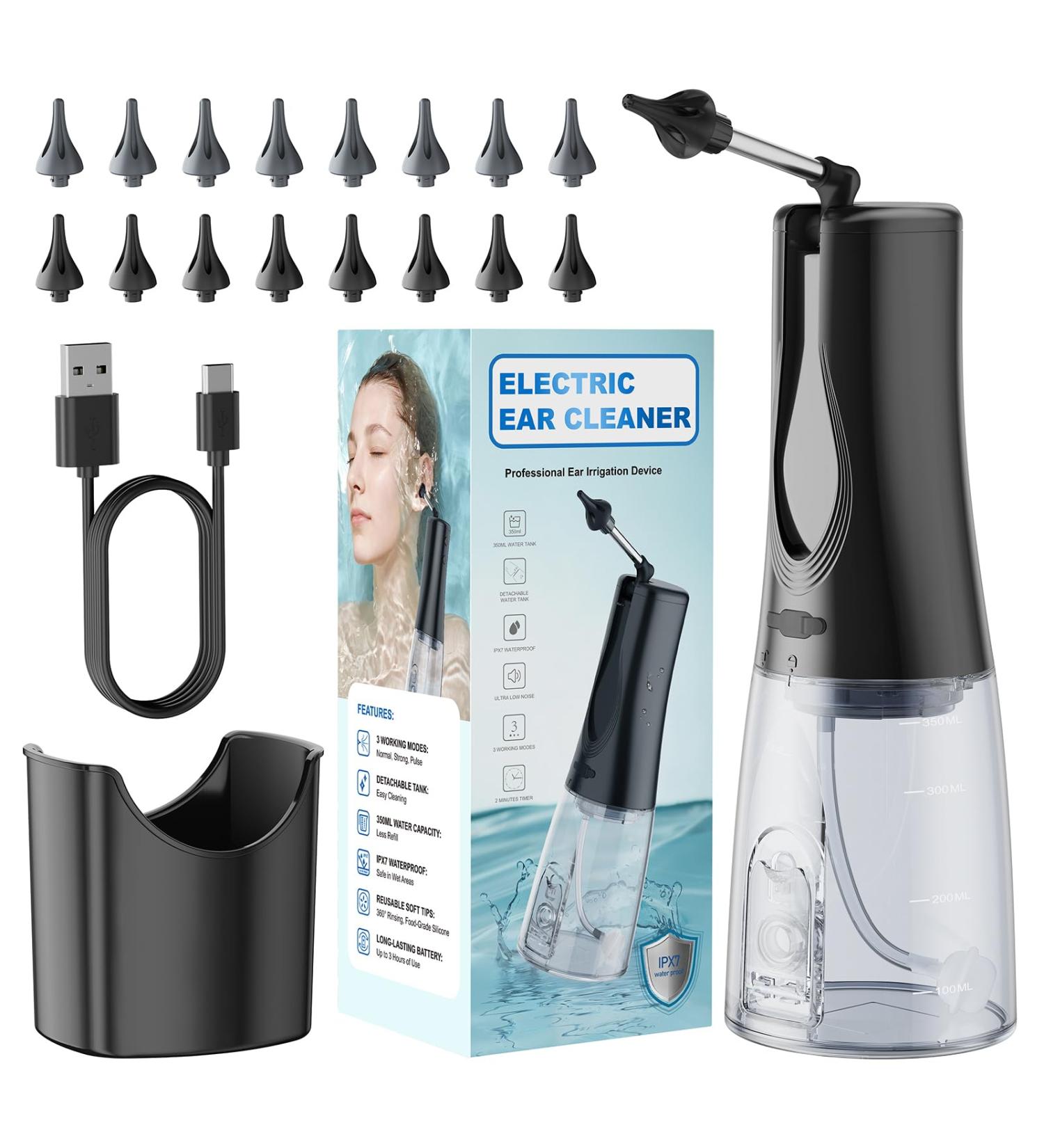 16 - Tip Ear Wax Removal Kit: BANKKY Electric Irrigator with Cleaning Tools for Adults & Children's Home Care - Buy Online on GoSupps.com