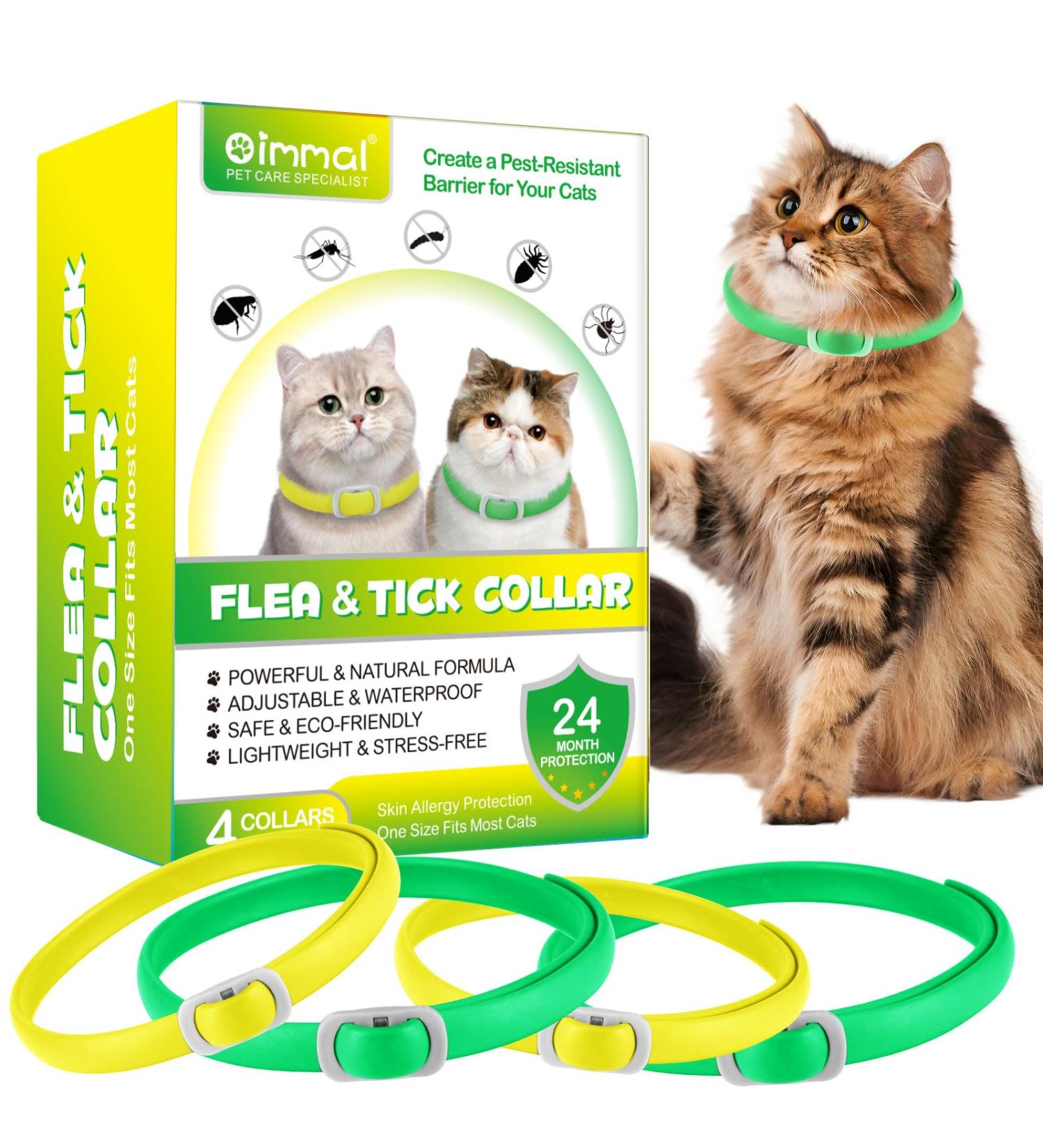 Cat Collar Set of 4 - 48cm - Stylish Green & Yellow Design for International Shipping - Buy Online on GoSupps.com
