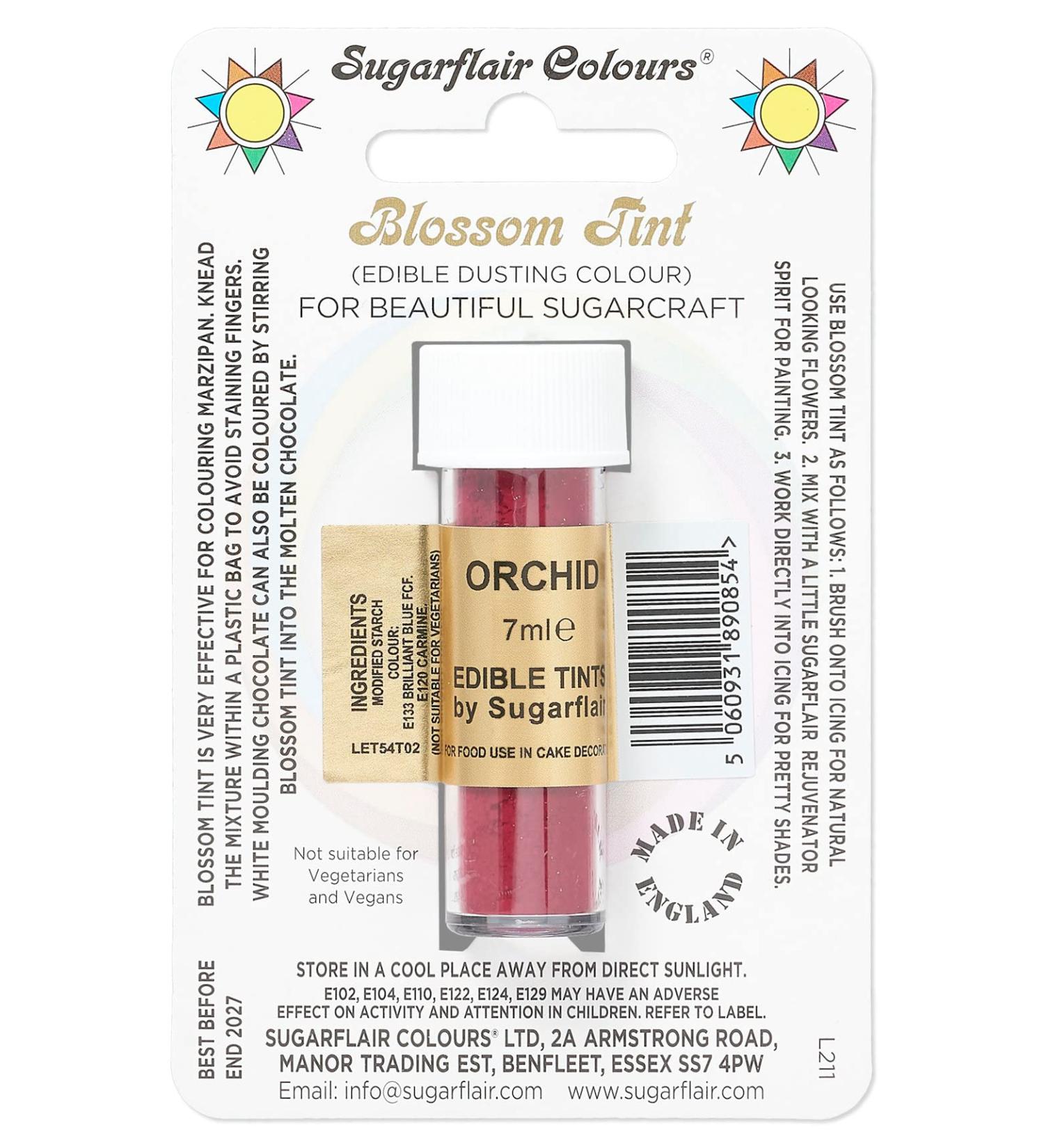 Sugarflair Orchid Blossom Tint Food Colouring and Dusting Powder Matt Finish Brush On or Mix with Rejuvenator Spirit to Create a One of A Kind Cake - 7ml