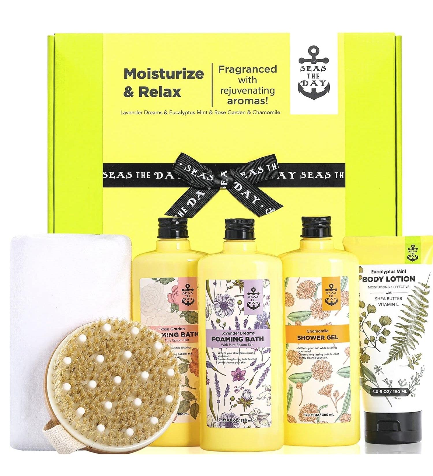 Spa Gift Basket for Women - Relaxing Lavender, Rose, Chamomile, Eucalyptus Scented Self Care Set - Buy Online on GoSupps.com
