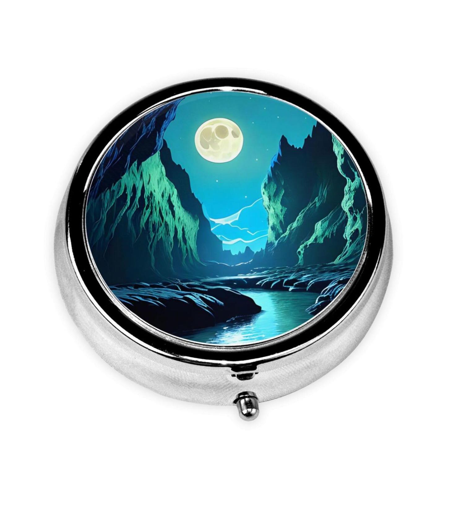 Water Moon Caveround Pill Box | 3 Compartment Travel Pill Organizer | Portable Pill Holder for International Shipping - Buy Online on GoSupps.com