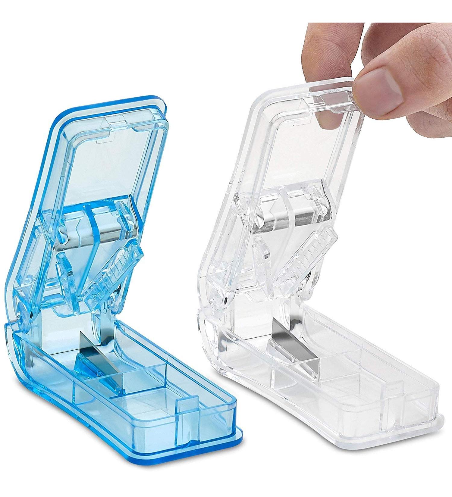Pill Splitters - (Pack of 2) Pill Cutters with V- Grip for Small and Medication - Easily Cut Pills Splitter | Cutter and Crusher with Pill Holder Case to Spli - Buy Online on GoSupps.com