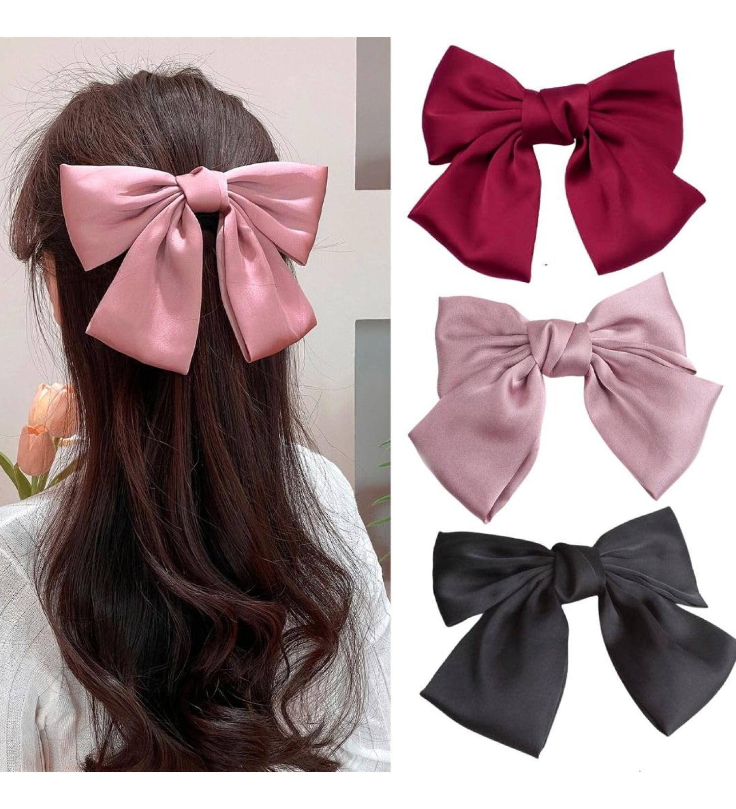 Women's Hair Bows Set - Black Ribbons for Hair in Red, Pink, Black - Buy Online on GoSupps.com