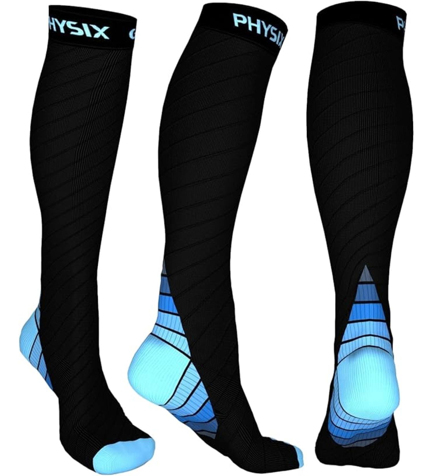Physix Gear Compression Socks Men & Women - Black/Blue - S/M - Buy Online on GoSupps.com