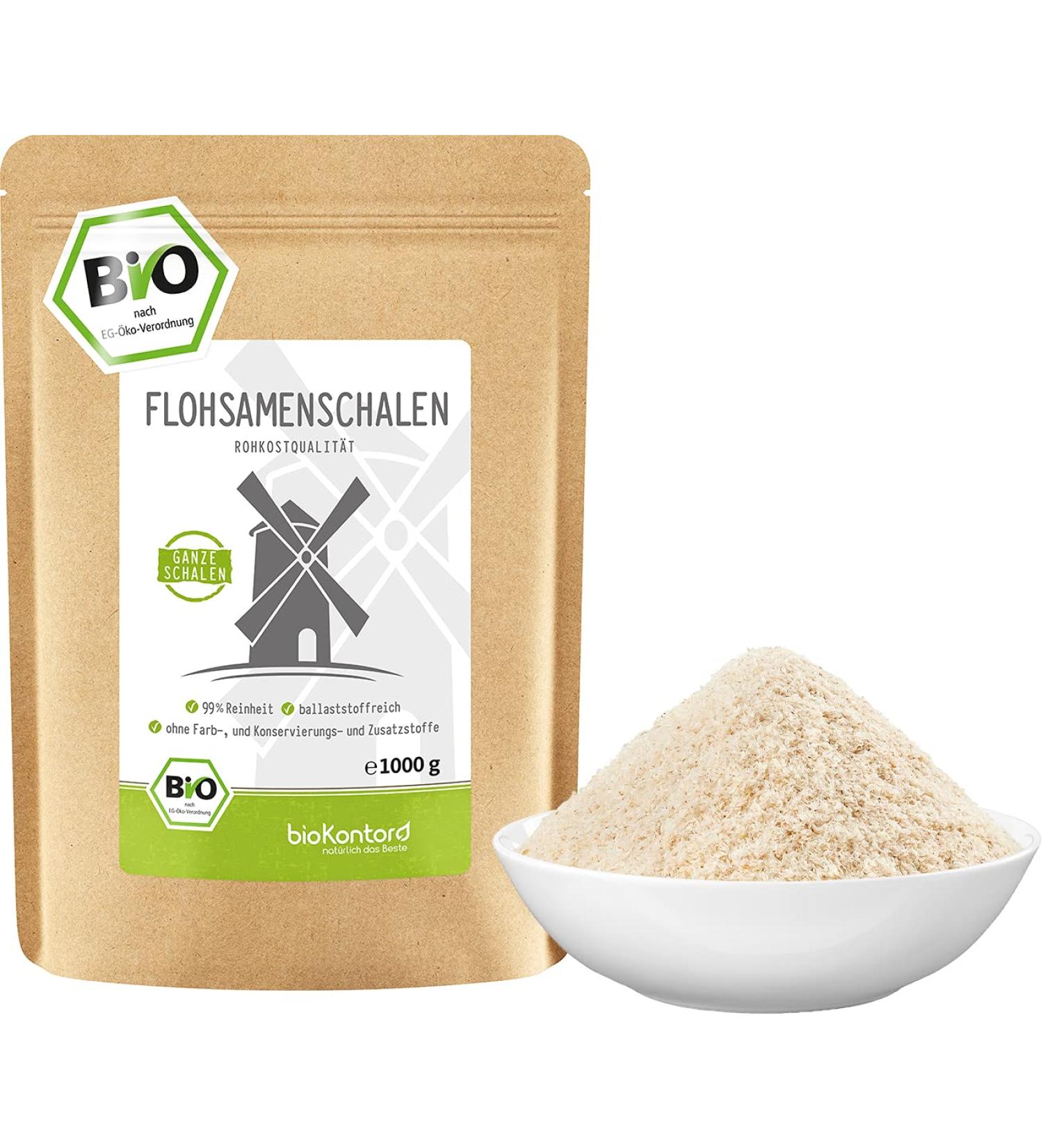 Organic Flea Seed Shells 1000g | 99% Pure Psyllium Husk | Raw Food Quality | Low Carb - Biocontor - Buy Online on GoSupps.com