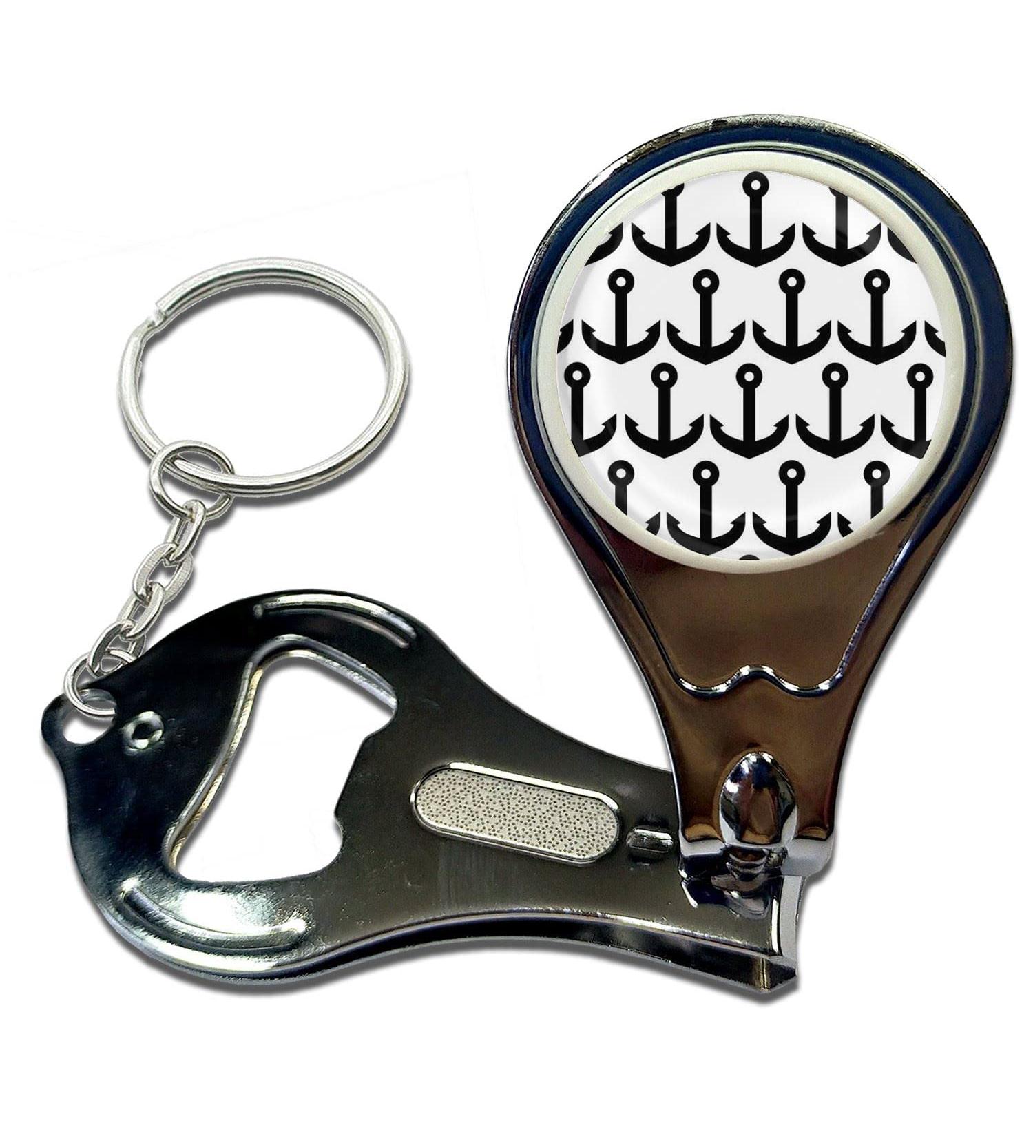 BadgeBeast.co.uk Anchor Black Pattern - Key Ring Bottle Opener and Nail Clipper - Buy Online on GoSupps.com