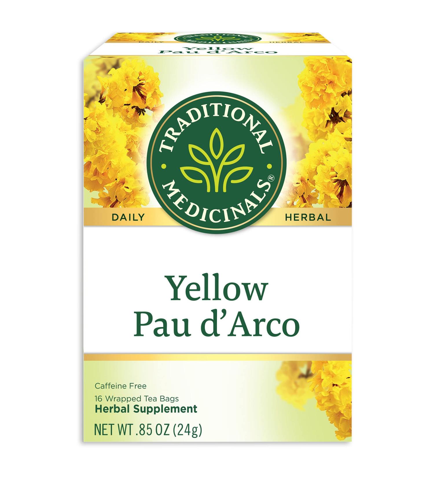 Traditional Medicinals Yellow Pau d'Arco Herbal Tea - Pack of 2 (32 Tea Bags) for Wellness - Buy Online on GoSupps.com