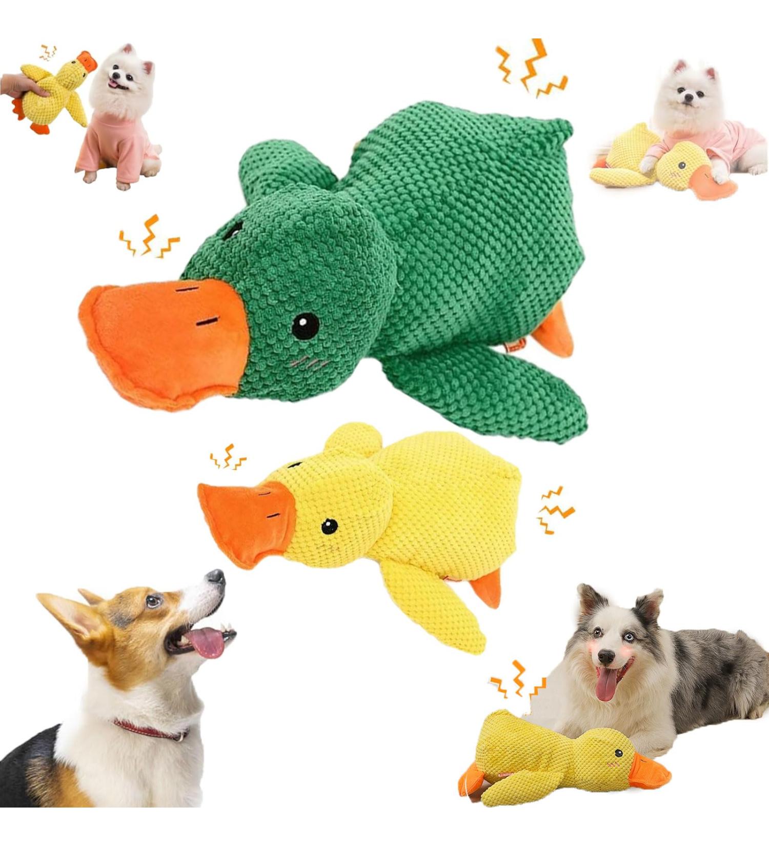 Noovelo Calming Duck Toy 2024 New Calming Duck Dog Toy Calming Duck for Dogs Dogs Emotional Support Duck Cute Quacking Stuffed Duck Dog Toy. (S-Yellow+Lgreen) - Buy Online on GoSupps.com