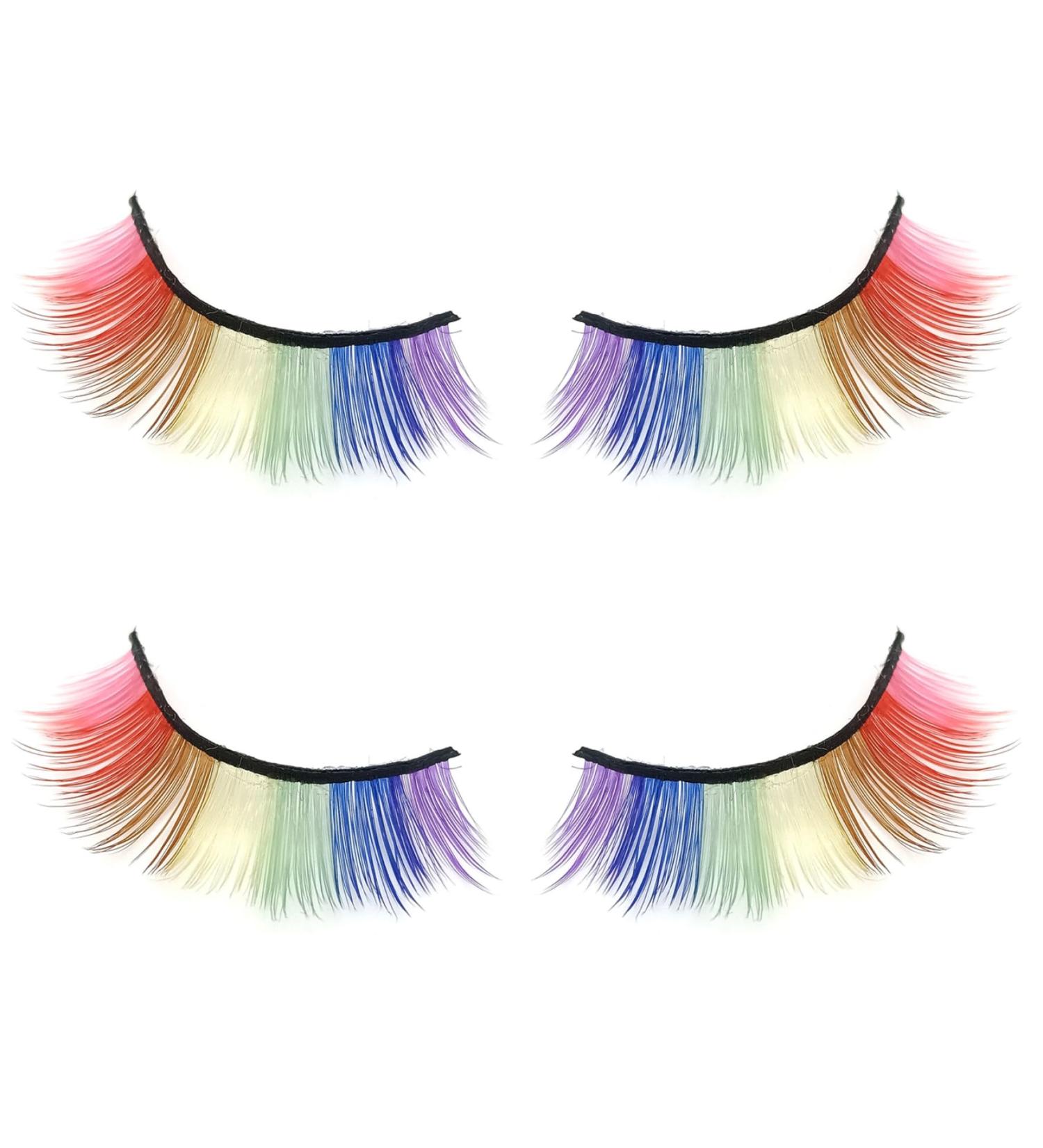 Buy 2 Pairs Colorful 3D False Lash Extensions - Fluffy Rainbow Eyelashes for Festivals & Cosplay - Buy Online on GoSupps.com