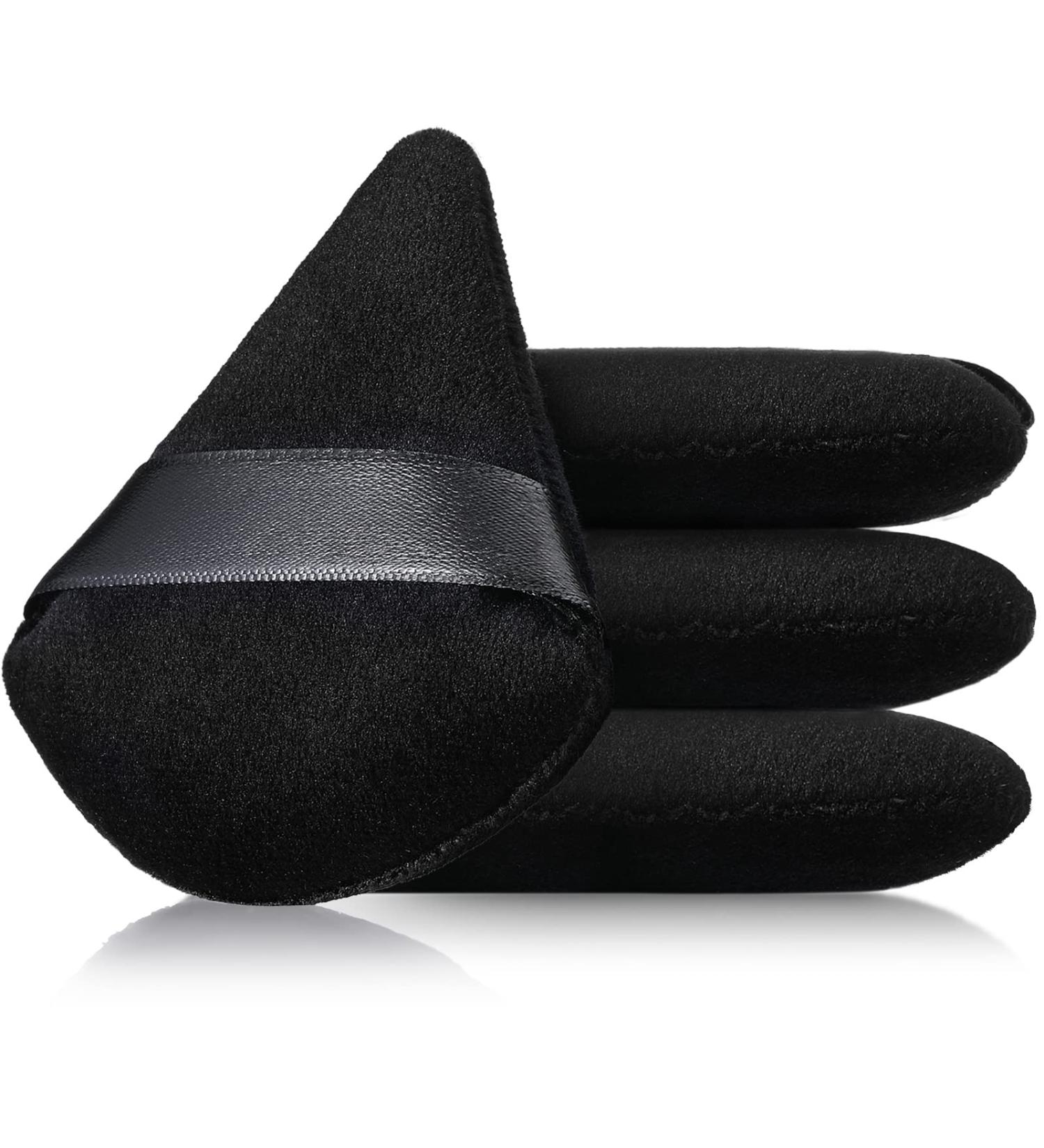 Triangle Makeup Sponge Set - 4 Pcs for Cosmetics, Face & Body Powder - Black Velvet Puffs for Dry/Wet Application - Buy Online on GoSupps.com