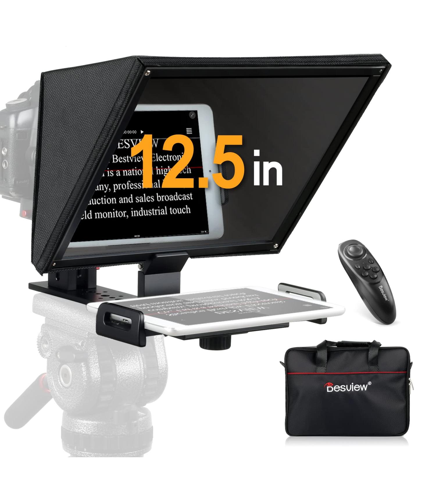 Desview T12 12.5 Teleprompter for DSLR: Aluminum Frame, Beam Splitter Glass, Wide Angle, Ideal for Studio, Video, Live Streaming - Buy Online on GoSupps.com