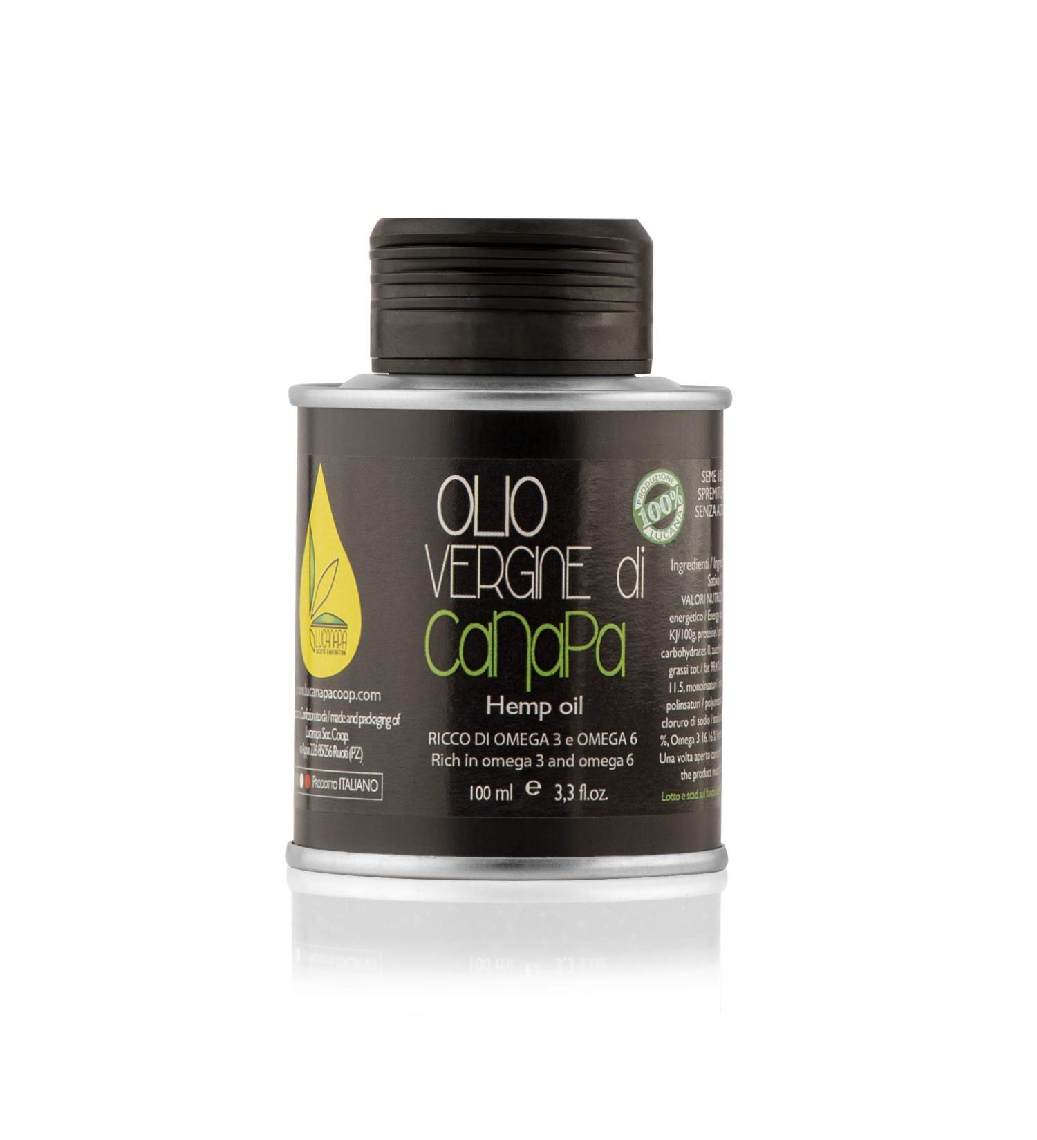 Hemp Seed Oil - 100 ML (3 38 f.oz) - Cold Pressing - Without additives - 100 % Made in Italy