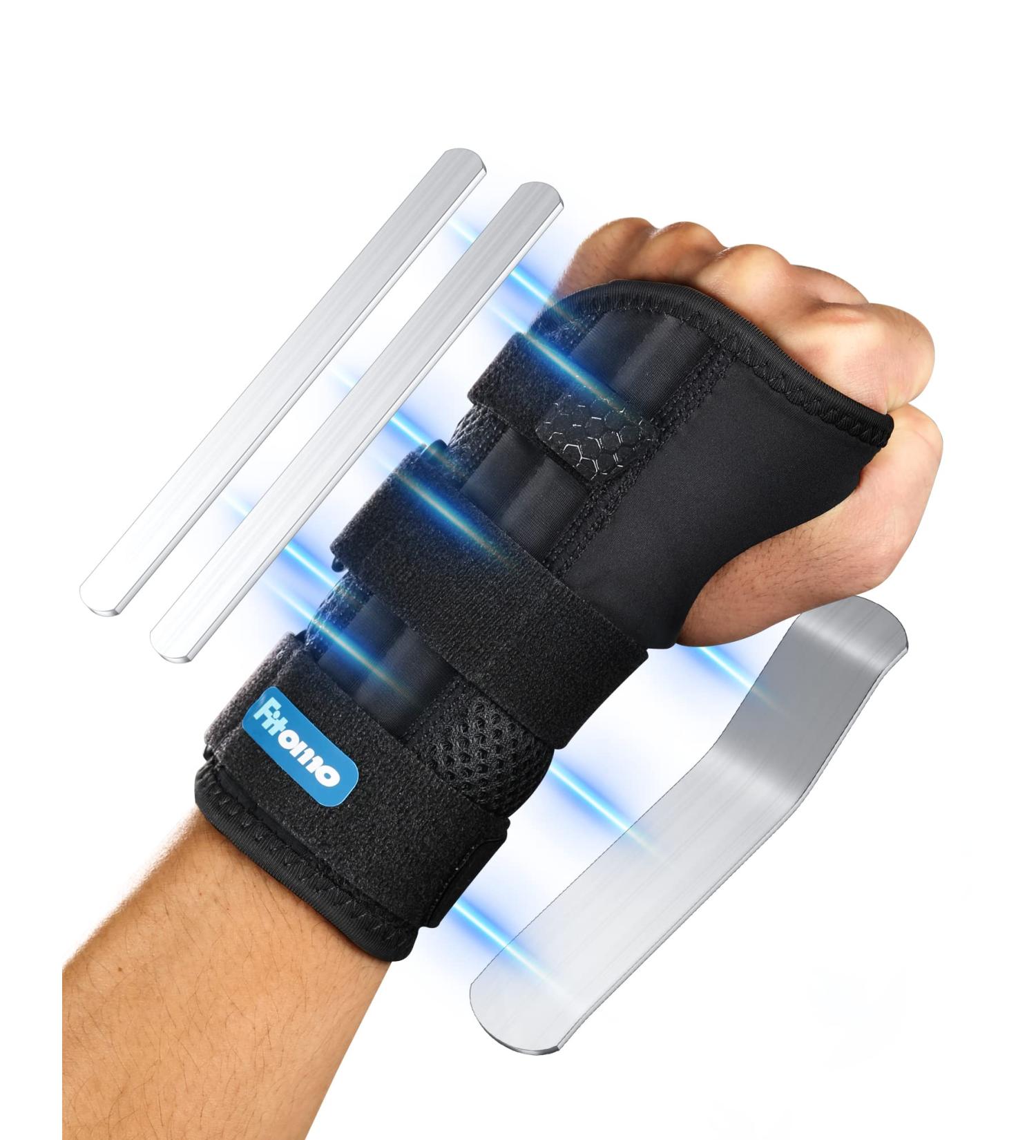 Fitomo Wrist Support with 3 Metal Splints - Left Hand L/XL, Blue - Buy Online on GoSupps.com