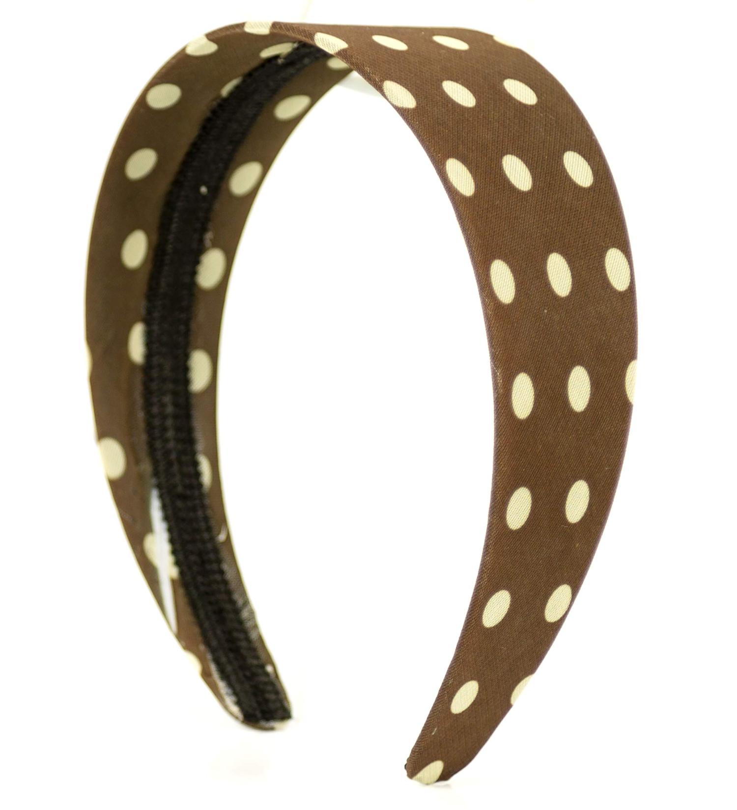 Womens Retro Headband - Brown Dots | Elastic Durable & Stylish | Shop Now! - Buy Online on GoSupps.com