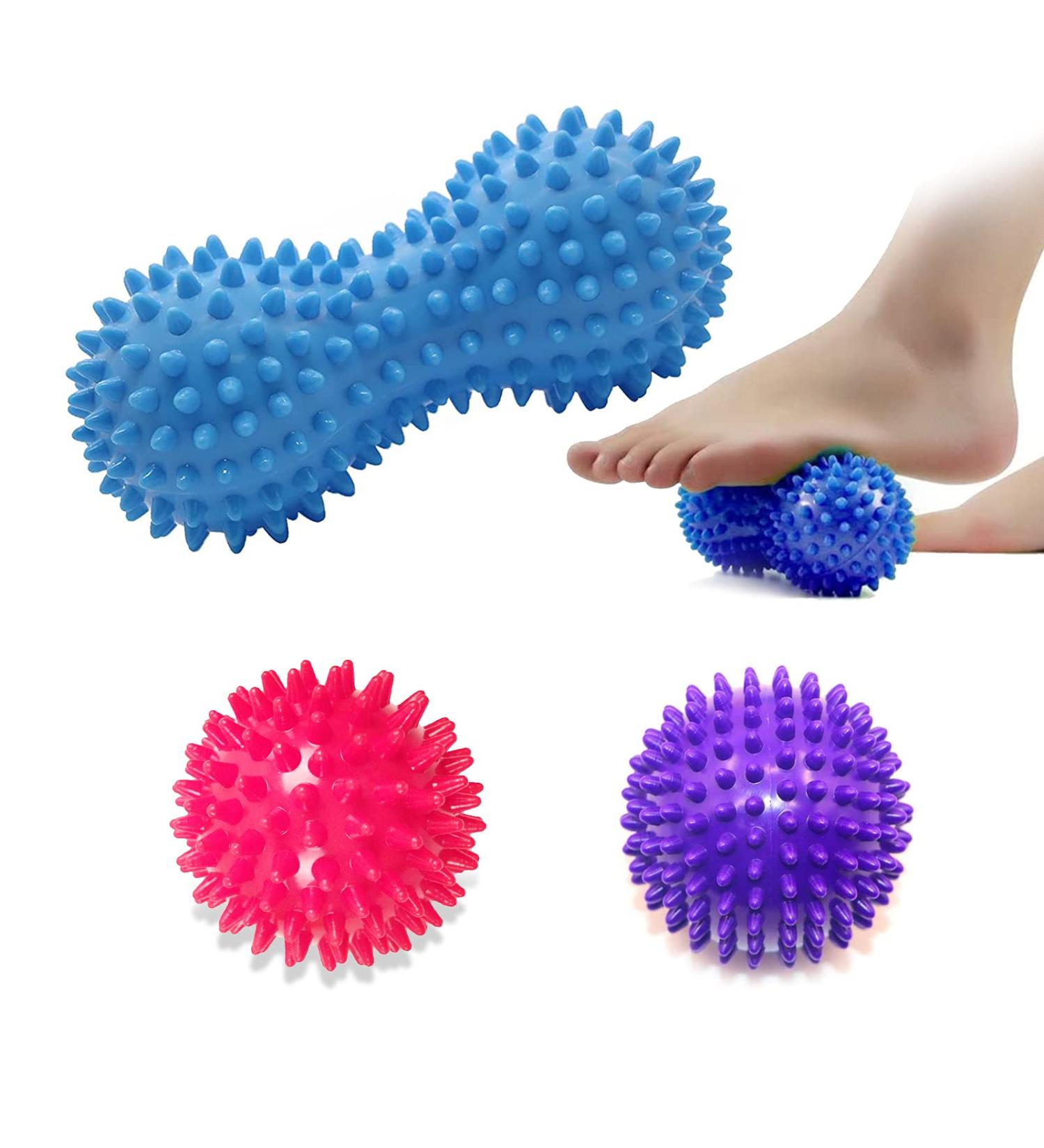 Xhuidz Hedgehog Massage Balls Set of 3 - Relieve Plantar Fasciitis Back & Shoulder Pain - Ideal for Fitness & Recovery - Buy Online on GoSupps.com