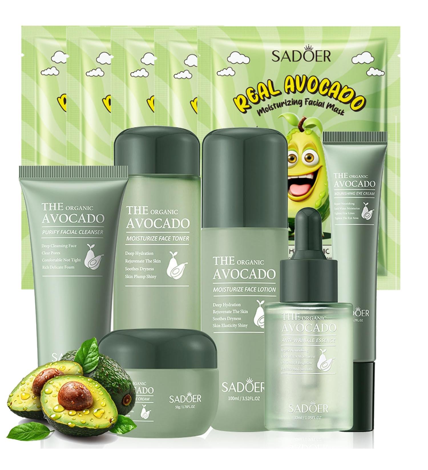Avocado Skin Care Sets 11pcs Skin Care Gift Set with Lip Balm Toner Lotion Face Serum Eye Cream For Hydrating Skin Anti-Aging Skin For Women Teen Girls (Extra Large 11 Count) - Buy Online on GoSupps.com