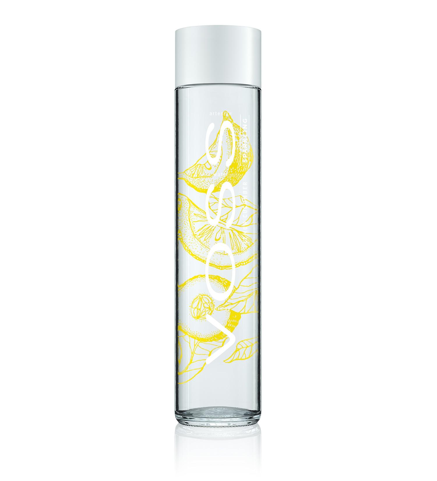 Voss Water Artesian Flavoured Water Sparkling Lemon Cucumber 375 ml Glass Bottle Lemon Lemon Cucumber Lemon