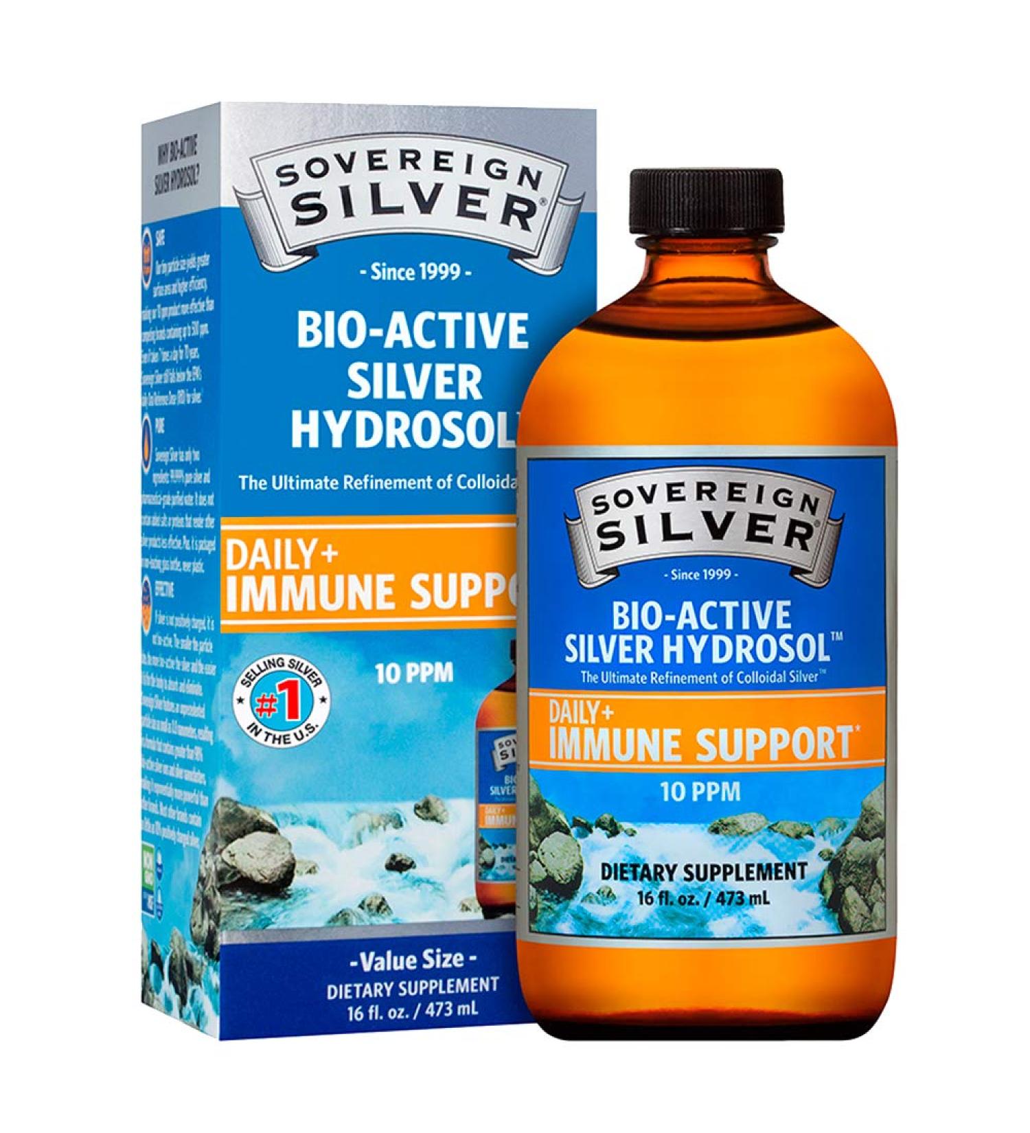 Sovereign Silver Bio-Active Silver Hydrosol 10 ppm - 16 fl oz | Immune Support & Antimicrobial - Buy Online on GoSupps.com