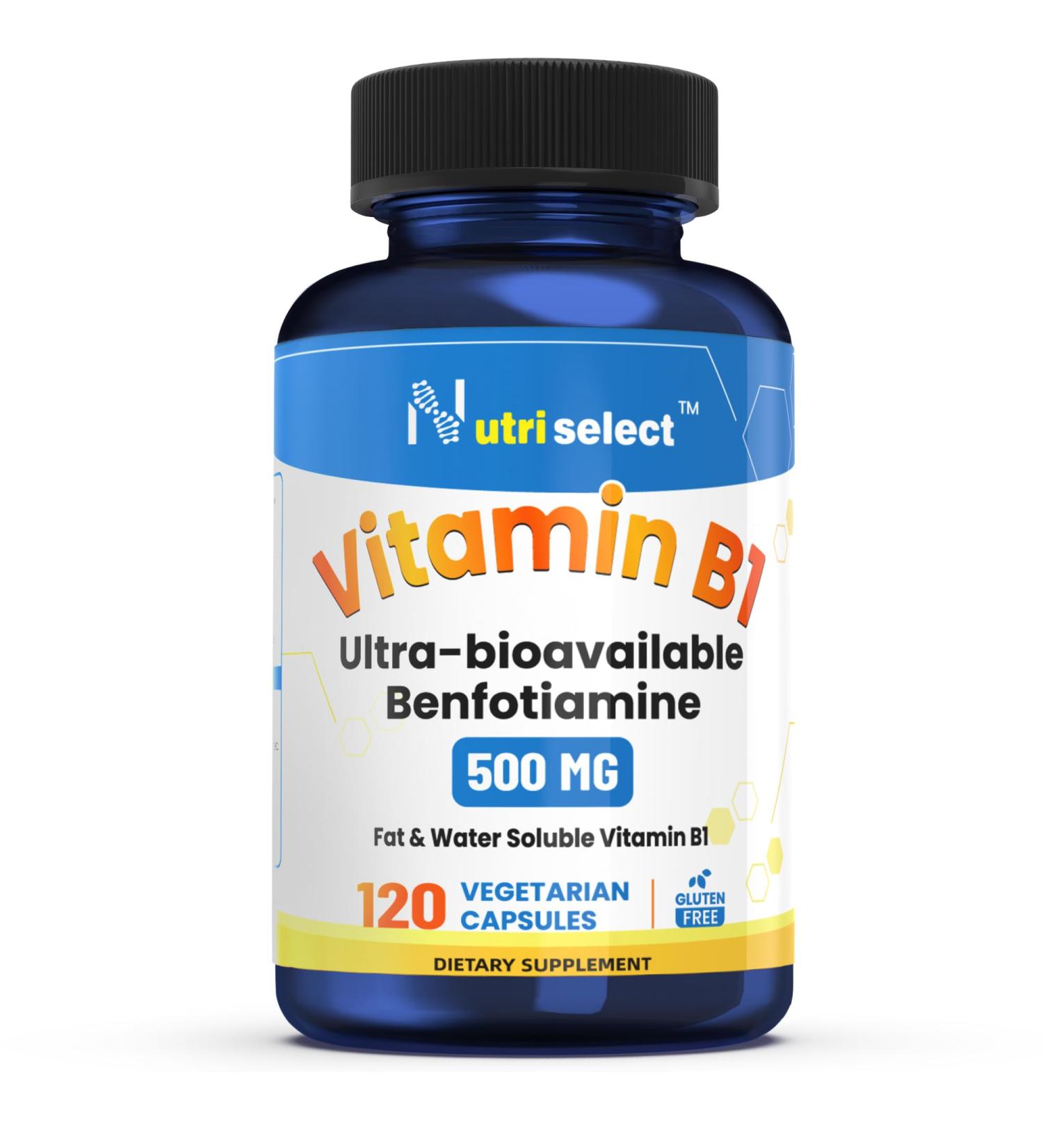NUTRISELECT with 500 mg of Vitamin B1 per Capsule This Product Comes in a Pack of 120 Capsules and is Non-GMO Vegan and Gluten-Free - Buy Online on GoSupps.com
