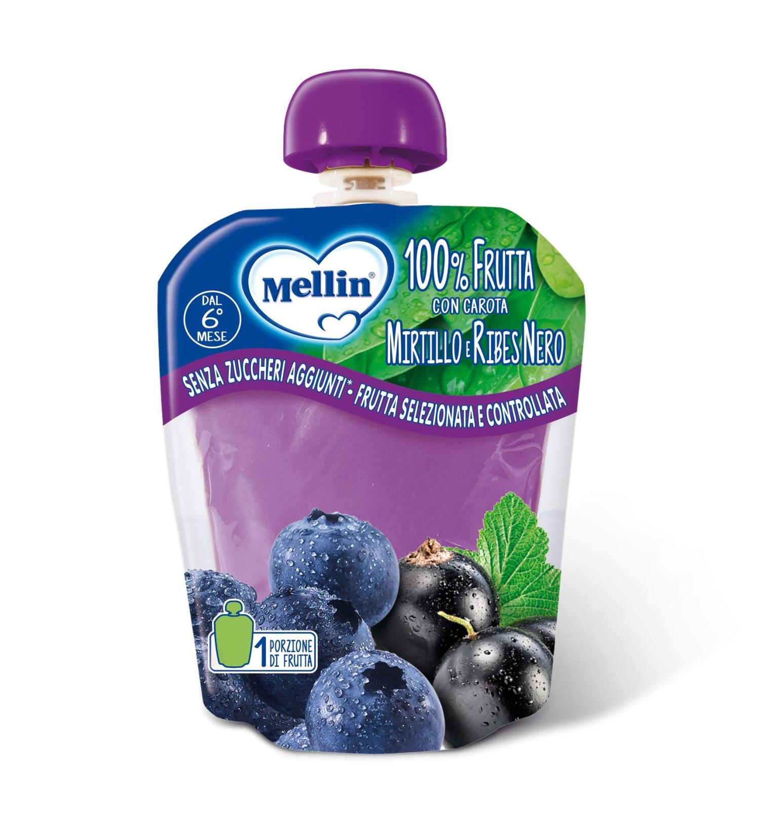 Mellin Merenda Pouch 100 Myrtle and blackcurrant with root 6 packages of 90 g