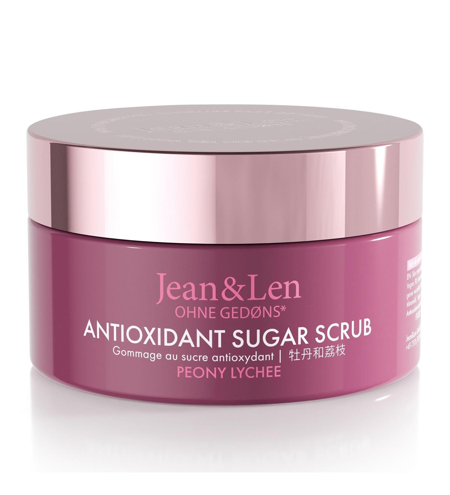 Jean & Len Antioxidant Sugar Scrub Peony & Lychee - Paraben & Silicone Free Exfoliating Scrub with Rich Oils | 200ml Fragrant Skincare - Buy Online on GoSupps.com