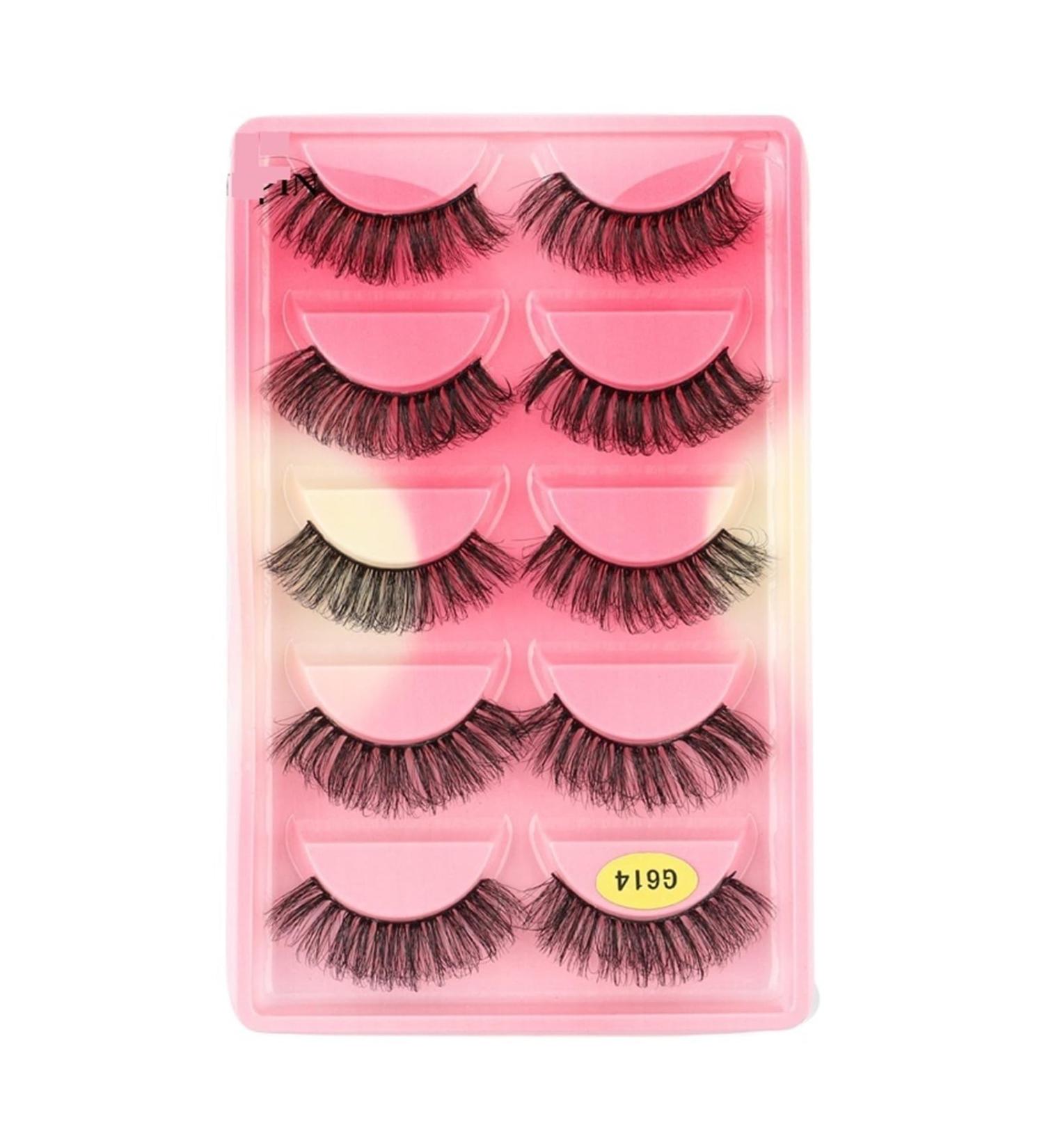 UAMOU Mink Lashes Bulk 5 Pair Natural Long Faux Cils Cilios Mink 3D False EyeLashes Makeup Fluffy Eye Lashes maquillaje Cheerfully (Color : G614CS Size : 2 BOXES (10 pairs)) - Buy Online on GoSupps.com