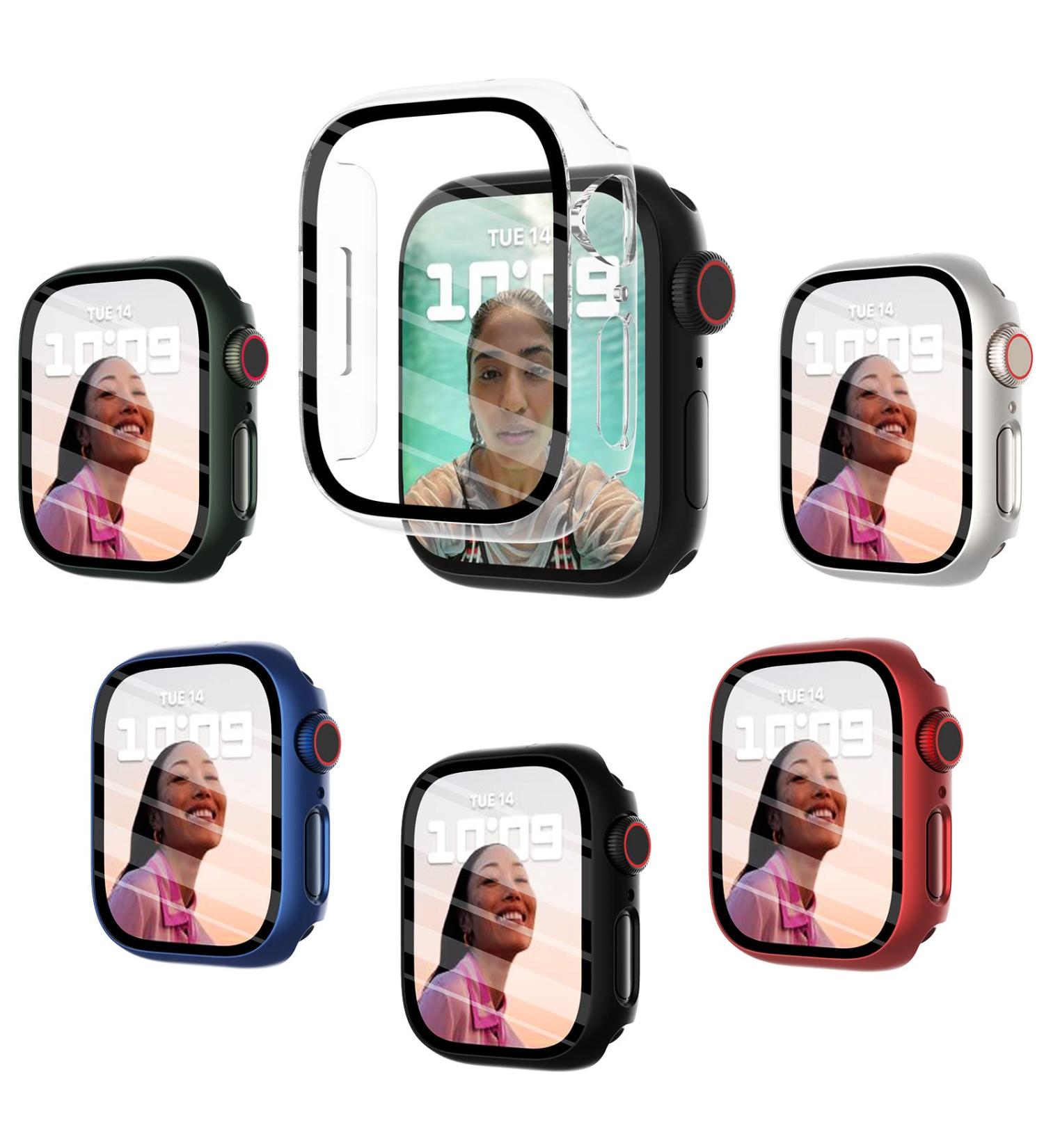 Fullife 6-Pack PC Matte Case with Tempered Glass Screen Protector Compatible with Apple Watch Series 6/5/4/SE Overall Shockproof Bumper for iWatch.40mm (Green/Blue/Red/Midnight/Starlight/transparent) Green/Blue/Red/Midnight/Starlight/Clear 40mm - Buy Online on GoSupps.com
