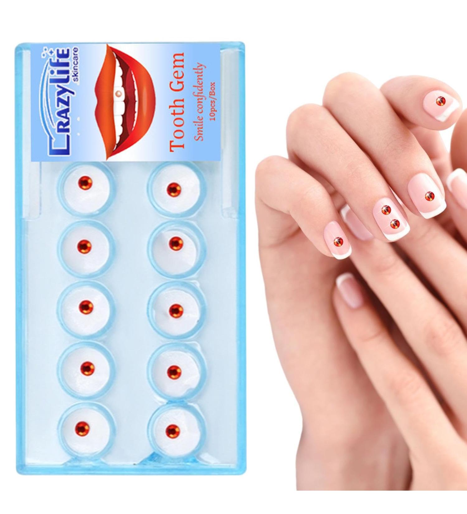 Boiler Red Dental Stones - 10 Pieces of Fashionable Crystal Tooth Jewelry & Nail Decor | DIY Tooth Decoration Box - Buy Online on GoSupps.com