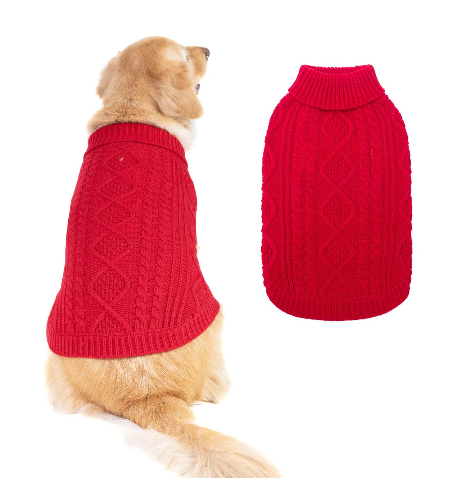 Bingpet Dog Sweaters - Cozy Turtleneck Knitting for Small/Medium Dogs & Cats - Warm Autumn/Winter Coat in Classic Red Braid - Buy Online on GoSupps.com