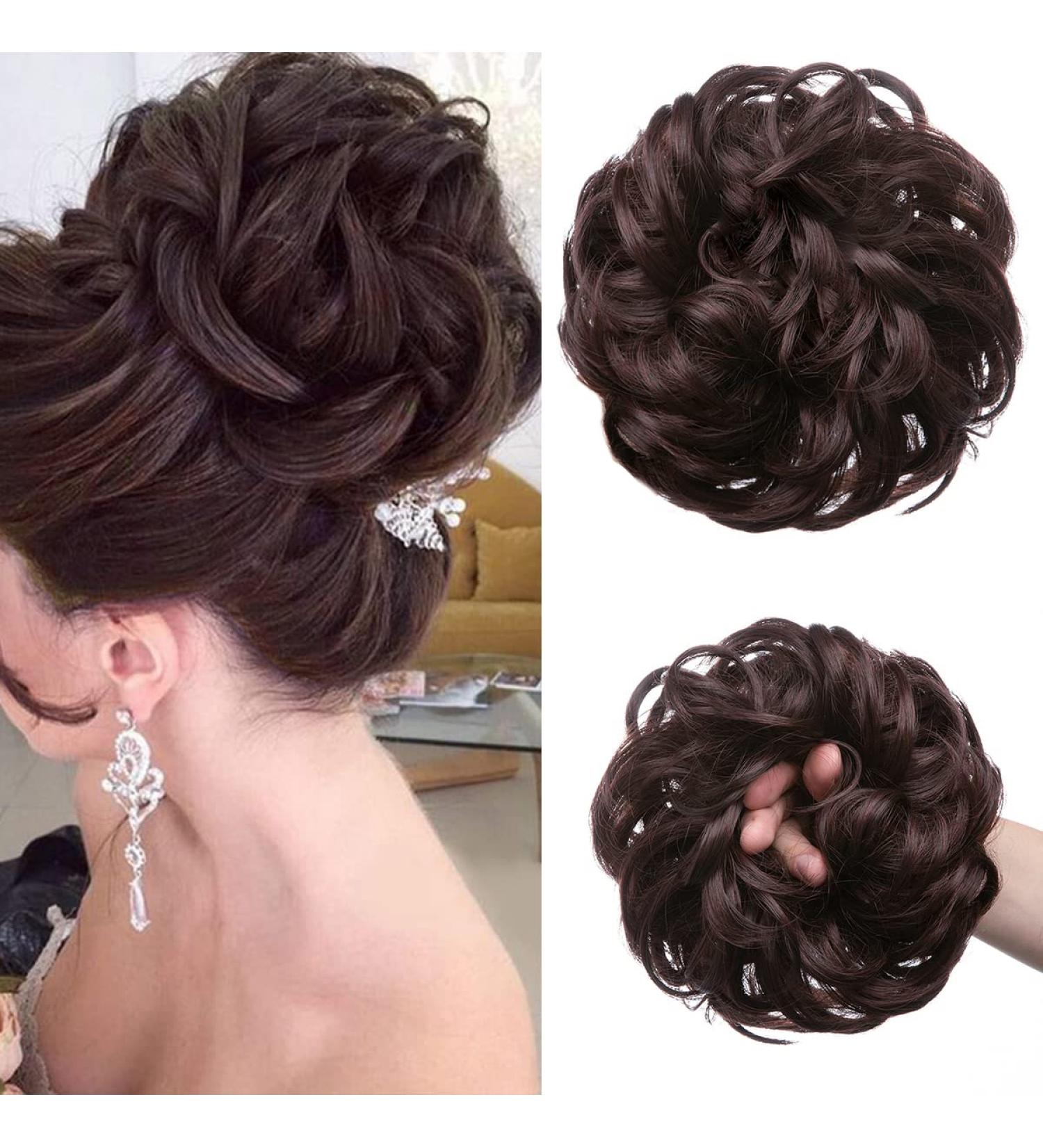 JJStar Hair Part with Rubber Band - Large Dutt Hair Tie for Women & Girls | Messy Bun Hair Extensions in Chestnut Brown - Buy Online on GoSupps.com